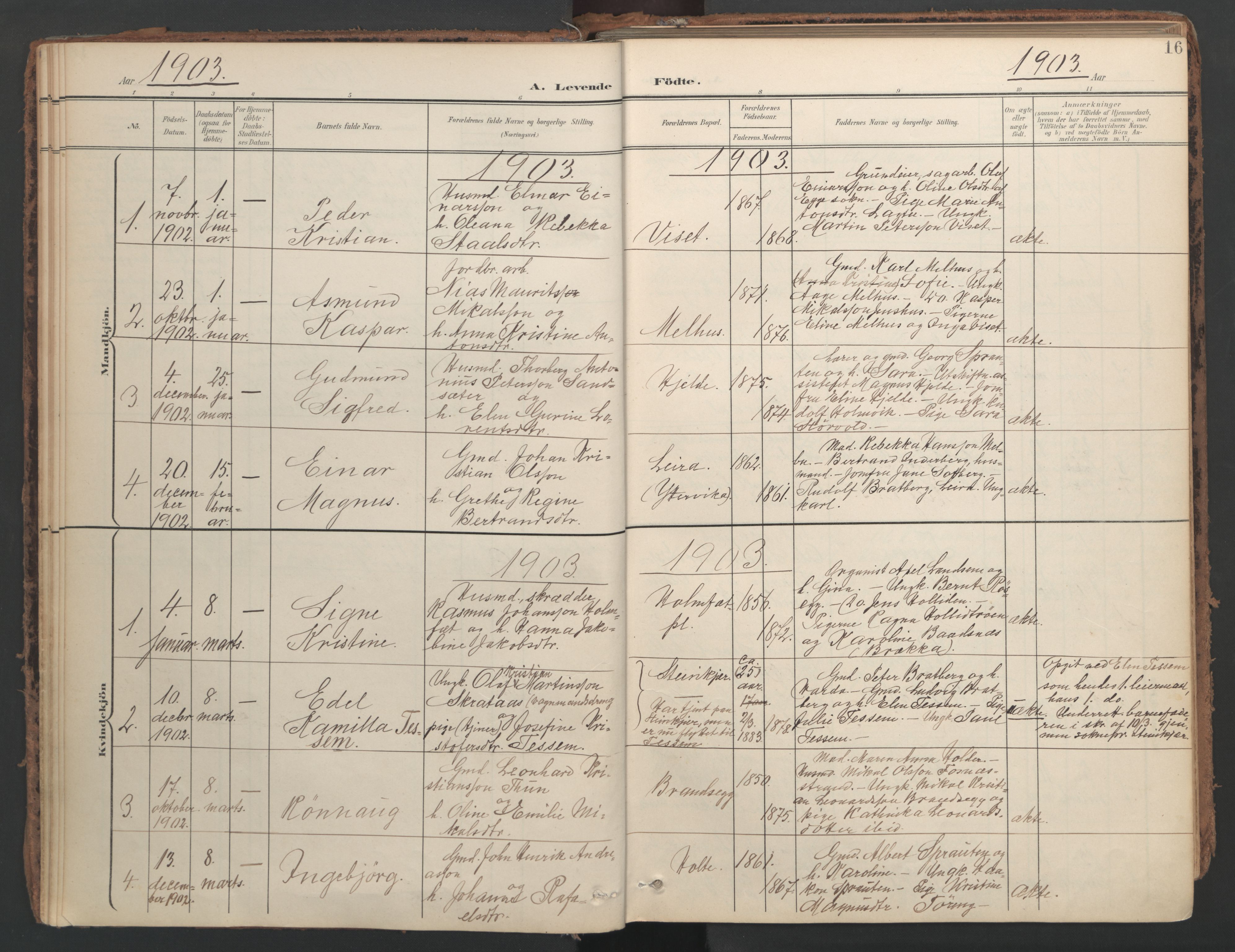 Ministerialprotokoller, klokkerbøker og fødselsregistre - Nord-Trøndelag, SAT/A-1458/741/L0397: Parish register (official) no. 741A11, 1901-1911, p. 16