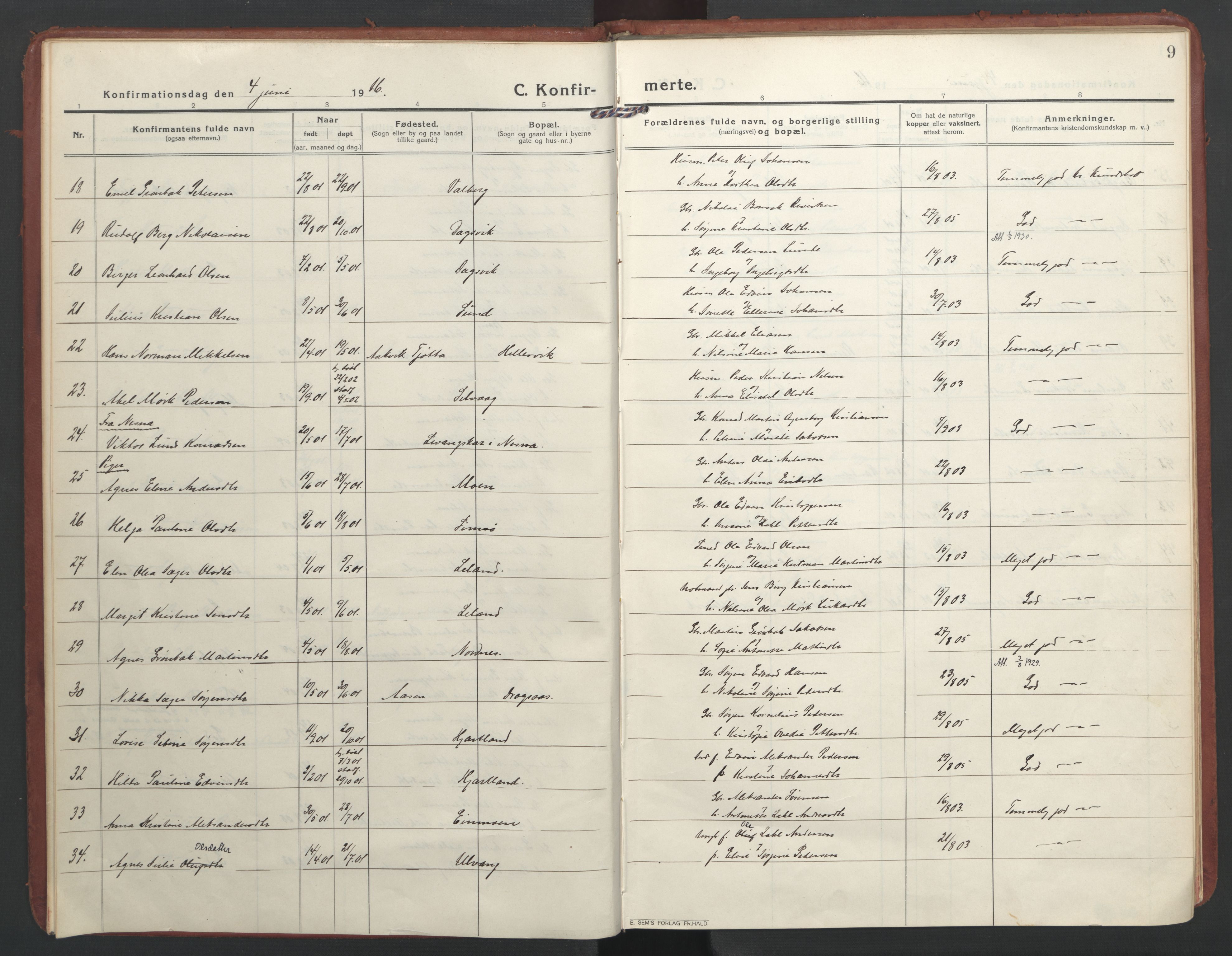 Ministerialprotokoller, klokkerbøker og fødselsregistre - Nordland, AV/SAT-A-1459/832/L0492: Parish register (official) no. 832A01, 1916-1934, p. 9