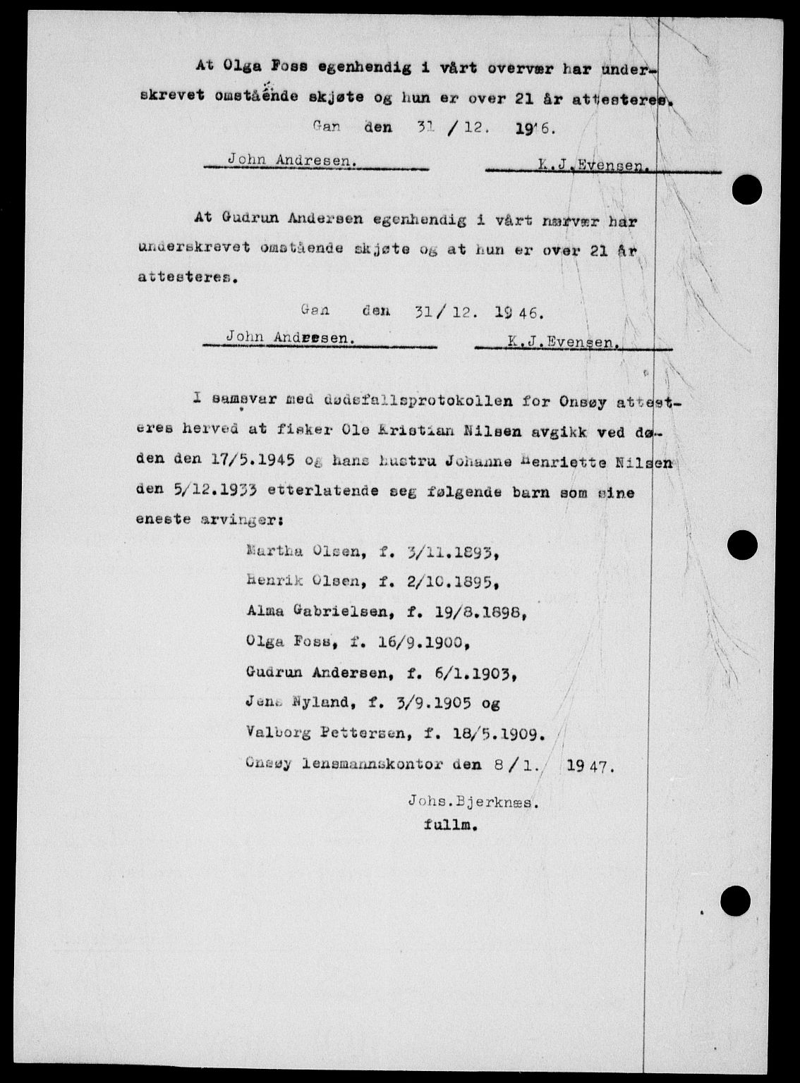 Onsøy sorenskriveri, SAO/A-10474/G/Ga/Gab/L0018: Mortgage book no. II A-18, 1946-1947, Diary no: : 120/1947