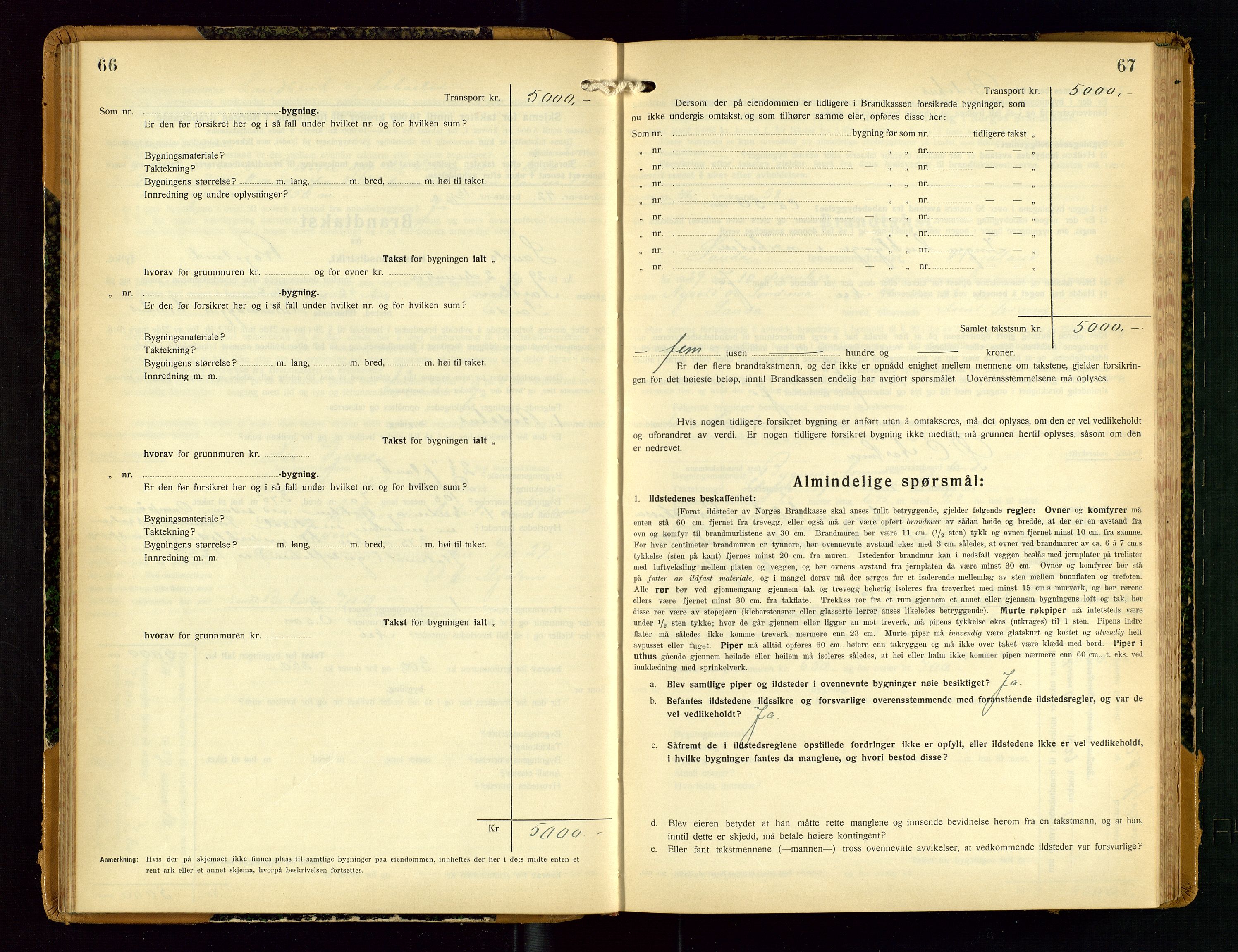 Sauda lensmannskontor, AV/SAST-A-100177/Gob/L0003: Branntakstprotokoll - skjematakst, 1928-1936, p. 66-67