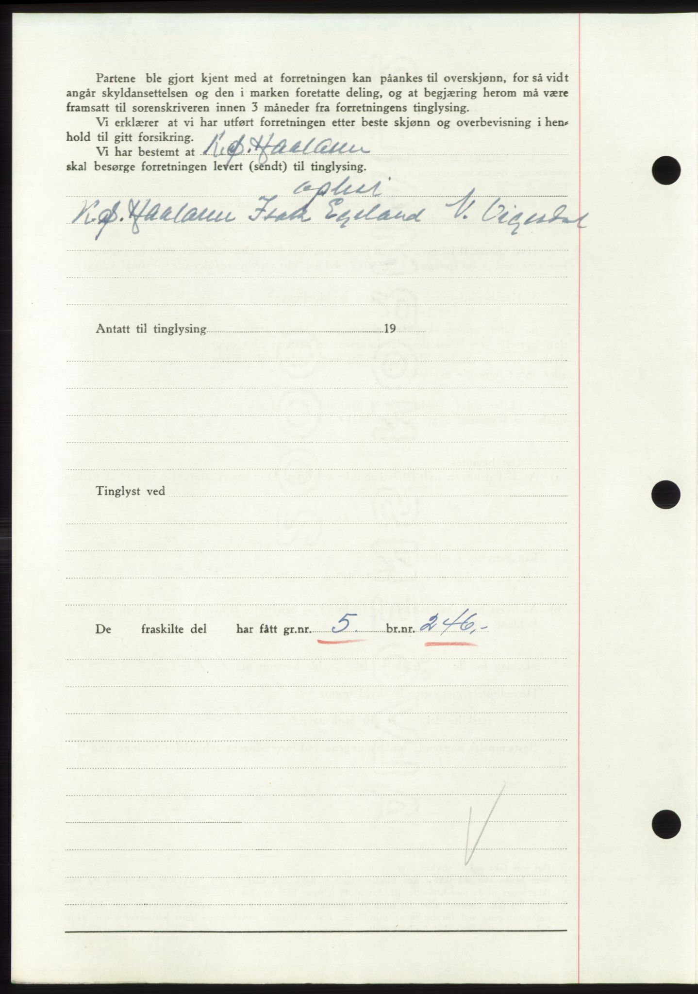 Jæren sorenskriveri, AV/SAST-A-100310/03/G/Gba/L0102: Mortgage book, 1949-1949, Diary no: : 2040/1949