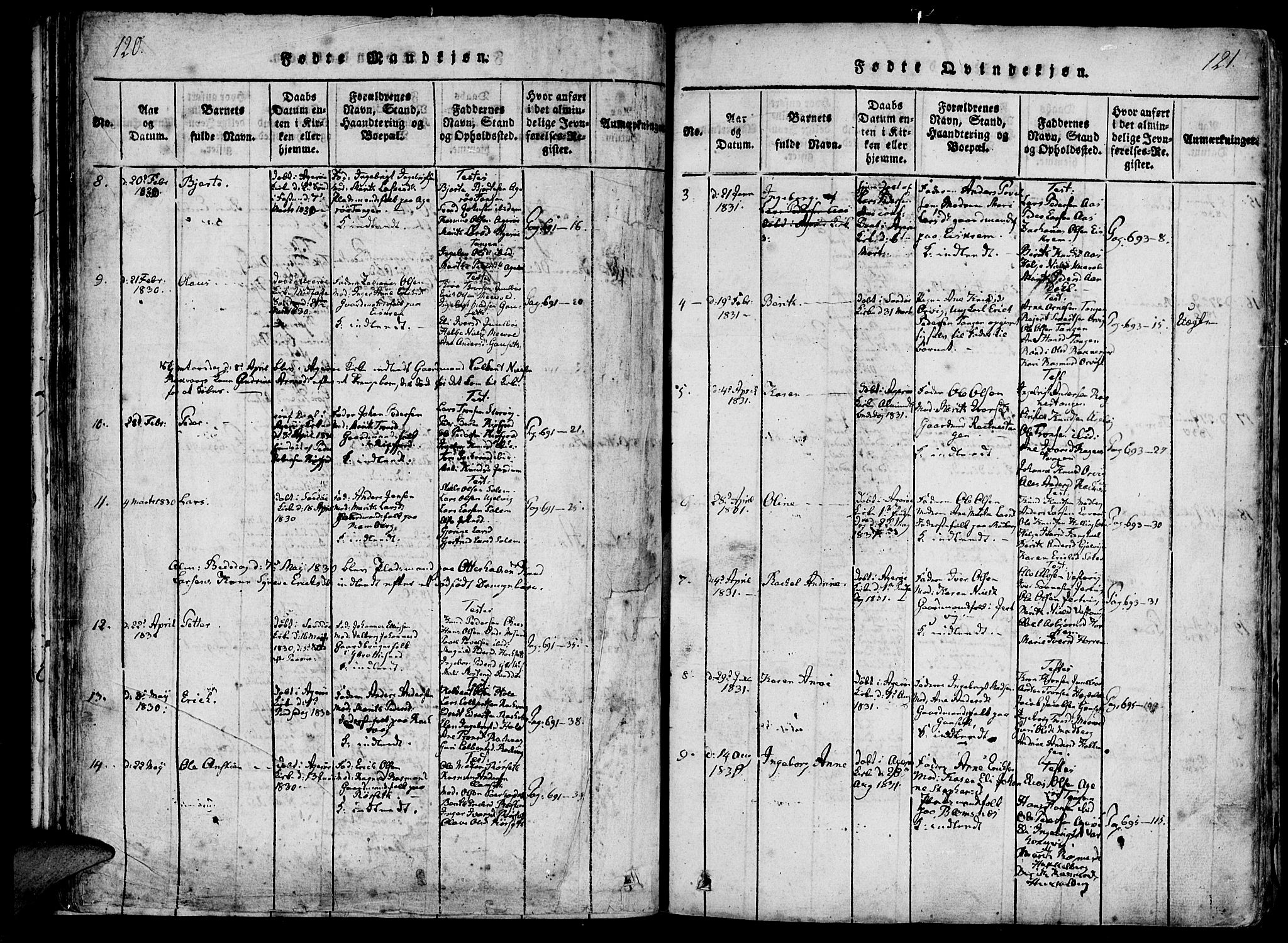 Ministerialprotokoller, klokkerbøker og fødselsregistre - Møre og Romsdal, AV/SAT-A-1454/560/L0718: Parish register (official) no. 560A02, 1817-1844, p. 120-121
