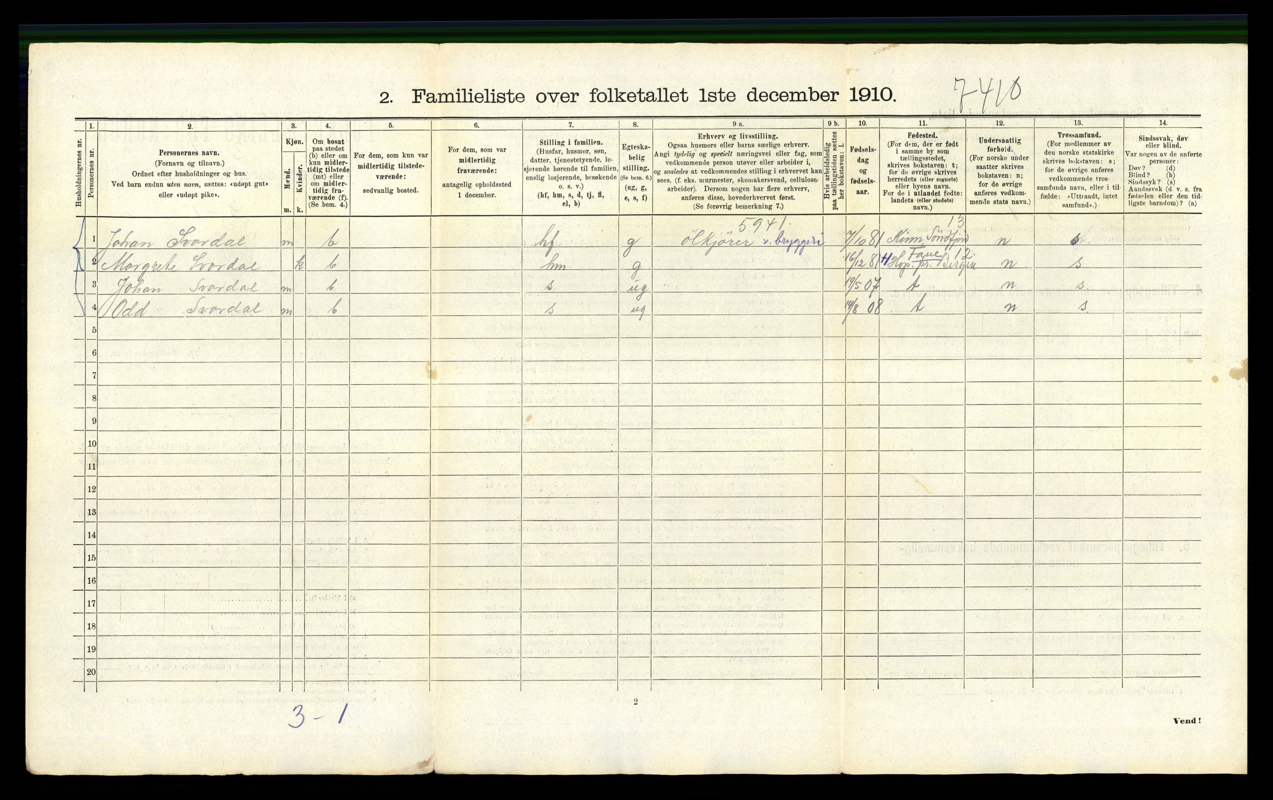 RA, 1910 census for Bergen, 1910, p. 8686