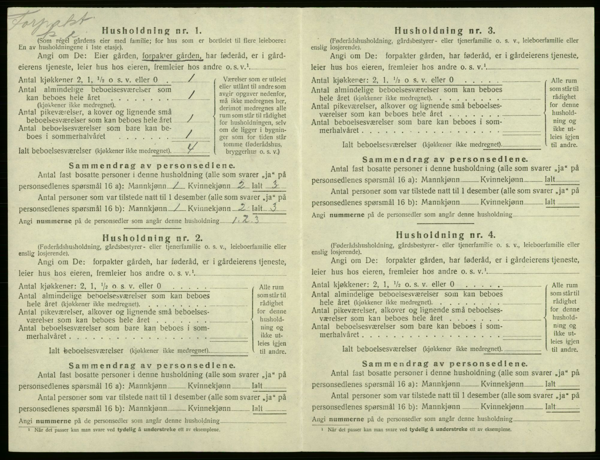 SAB, 1920 census for Kvam, 1920, p. 965