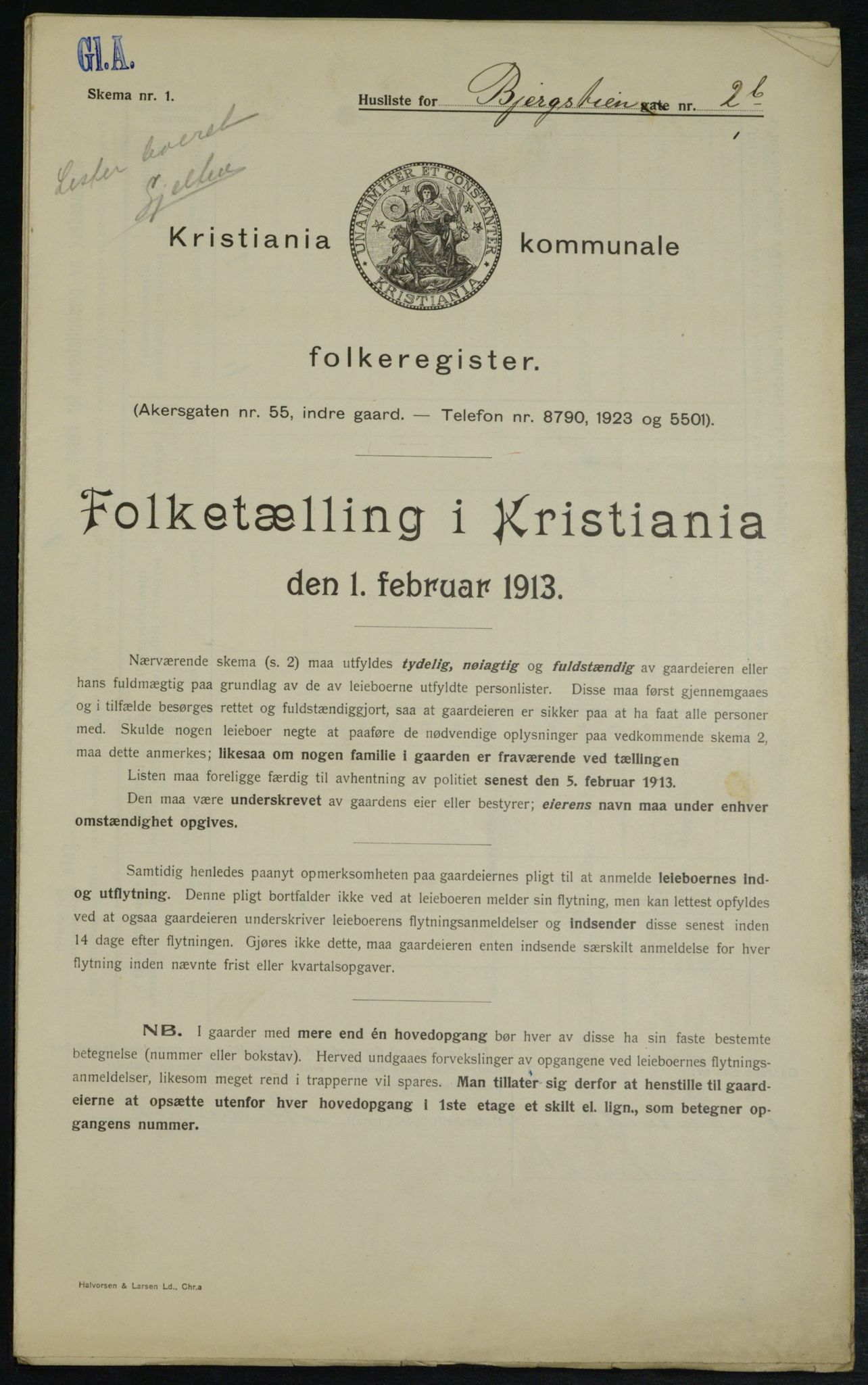 OBA, Municipal Census 1913 for Kristiania, 1913, p. 4169