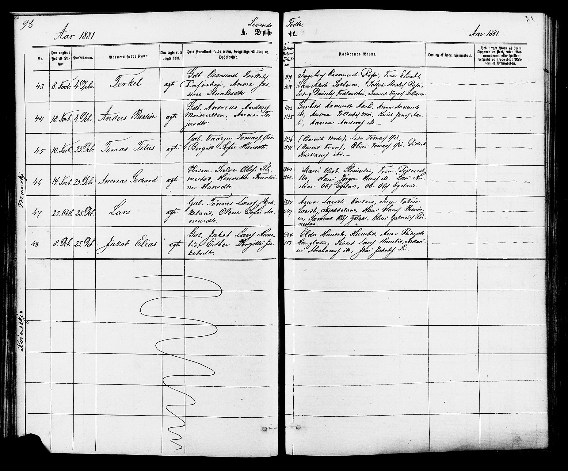 Kvinesdal sokneprestkontor, AV/SAK-1111-0026/F/Fa/Fab/L0007: Parish register (official) no. A 7, 1870-1885, p. 98