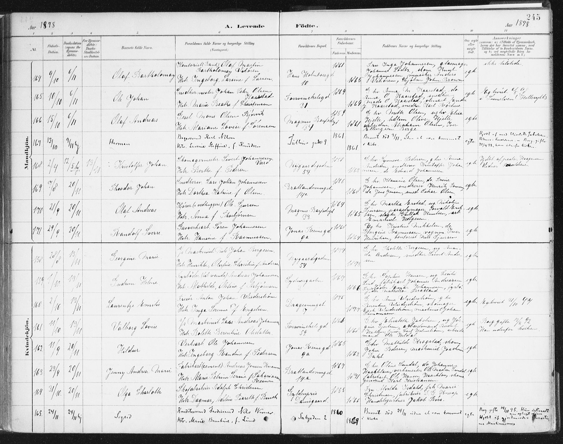 Johanneskirken sokneprestembete, AV/SAB-A-76001/H/Haa/L0001: Parish register (official) no. A 1, 1885-1900, p. 245