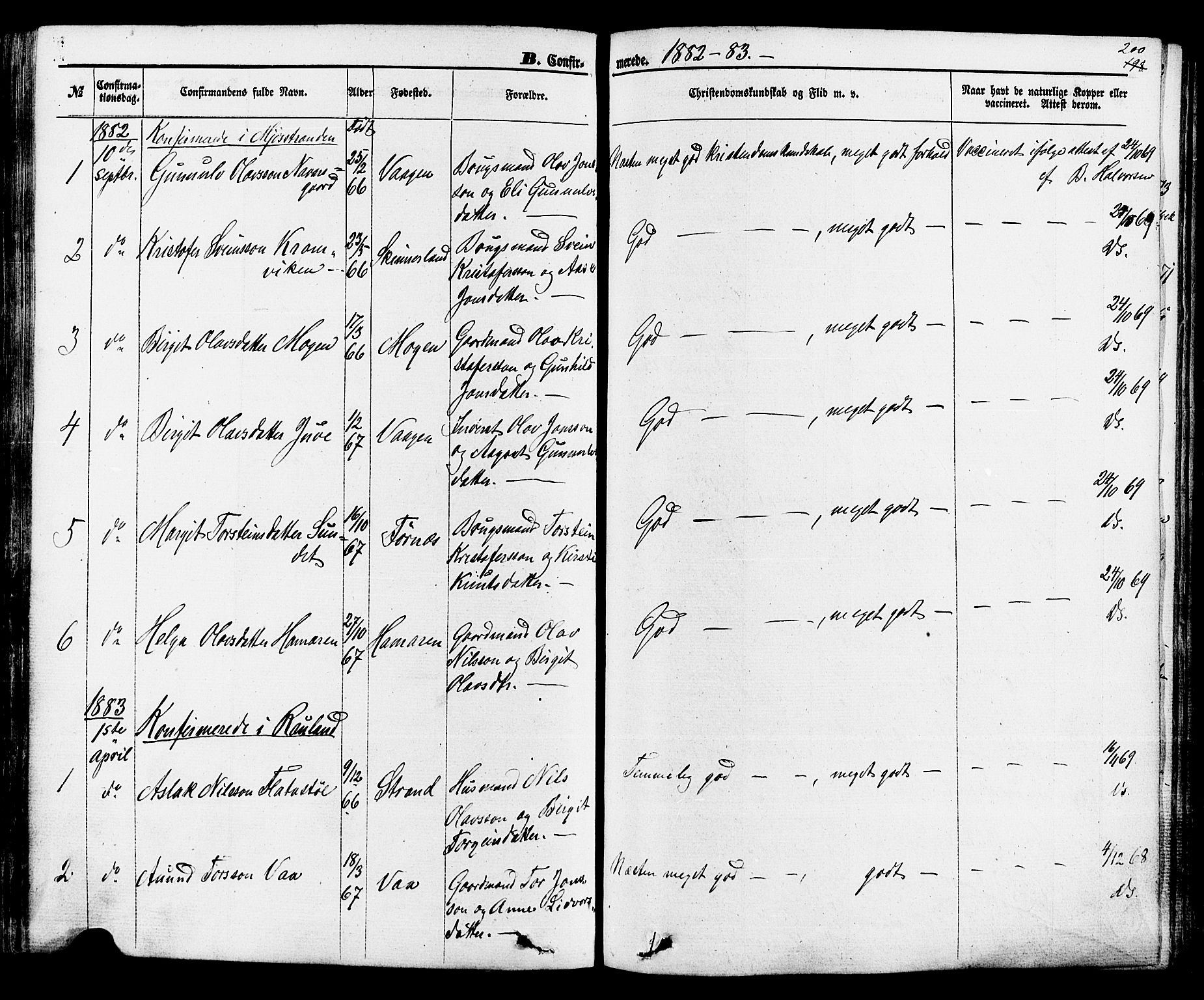 Rauland kirkebøker, SAKO/A-292/F/Fa/L0003: Parish register (official) no. 3, 1859-1886, p. 200