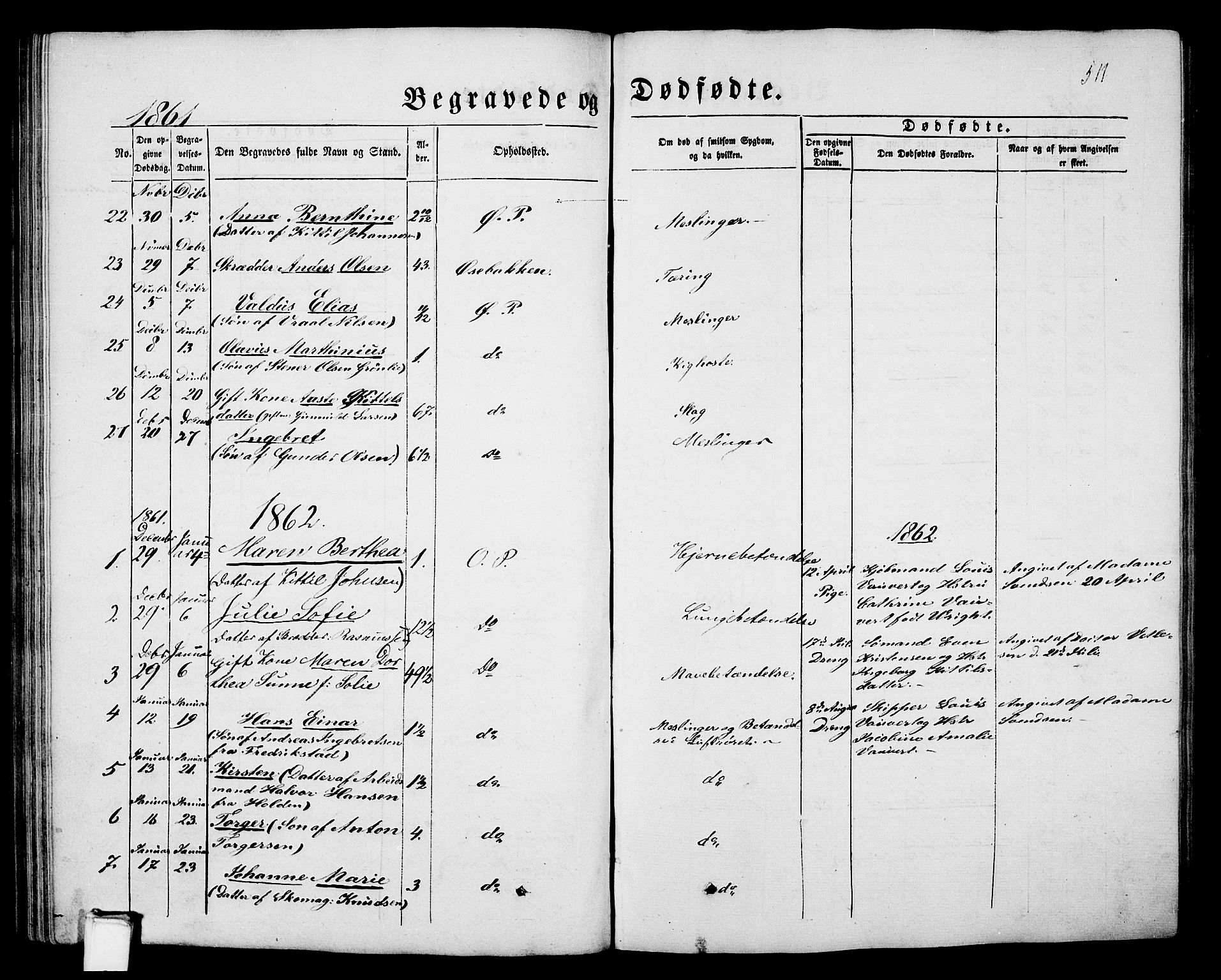 Porsgrunn kirkebøker , SAKO/A-104/G/Gb/L0004: Parish register (copy) no. II 4, 1853-1882, p. 511
