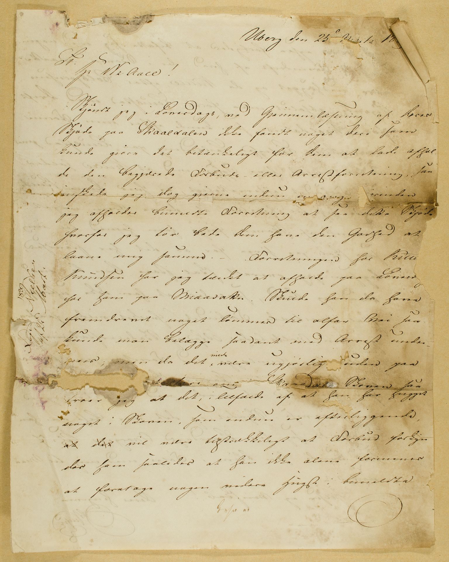 Familien Aalls privatarkiv , NESJ/NJM-005/E-00004/L0011: Inngående brev 1839, 1839