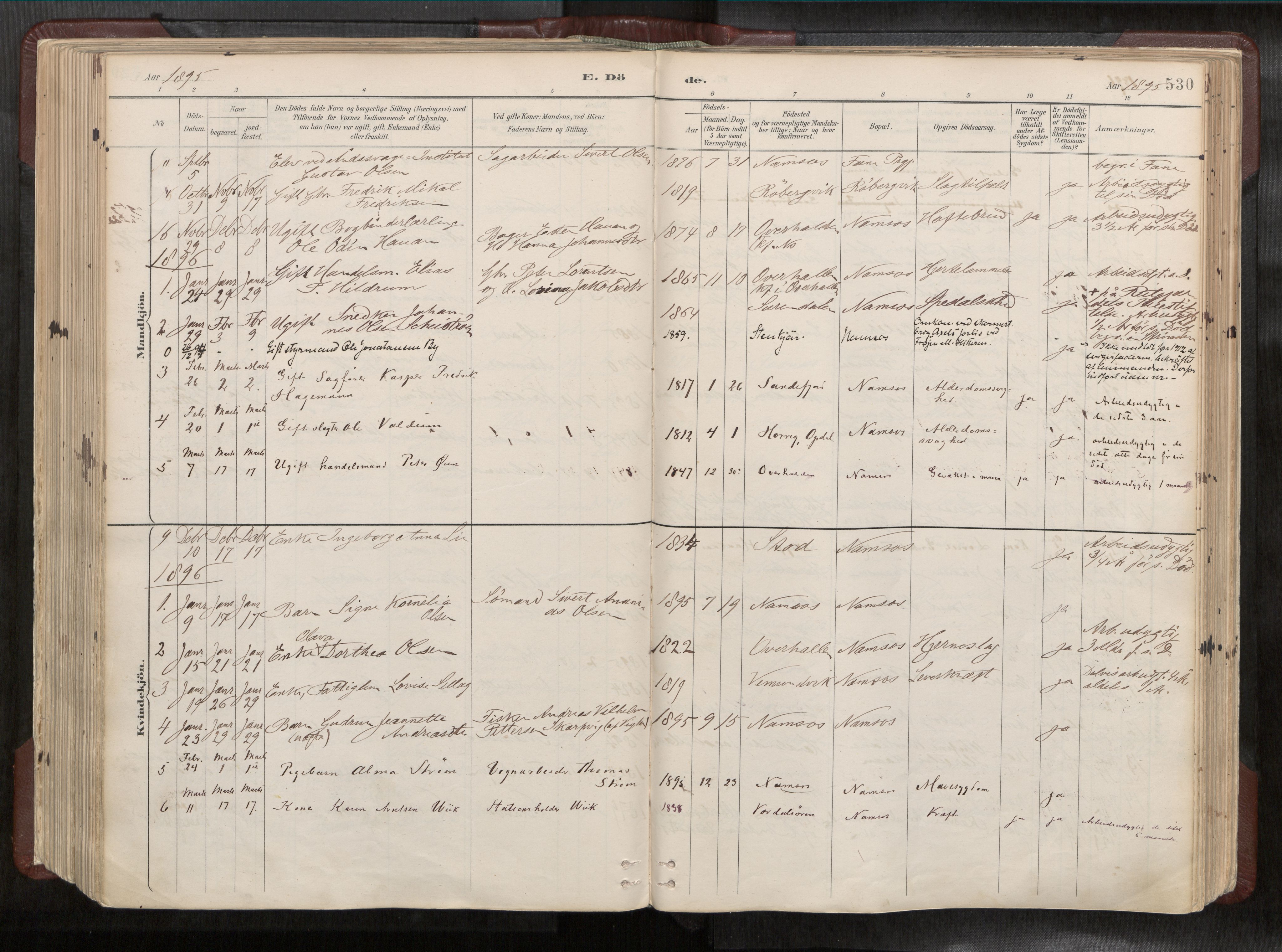 Ministerialprotokoller, klokkerbøker og fødselsregistre - Nord-Trøndelag, SAT/A-1458/768/L0579a: Parish register (official) no. 768A14, 1887-1931, p. 530