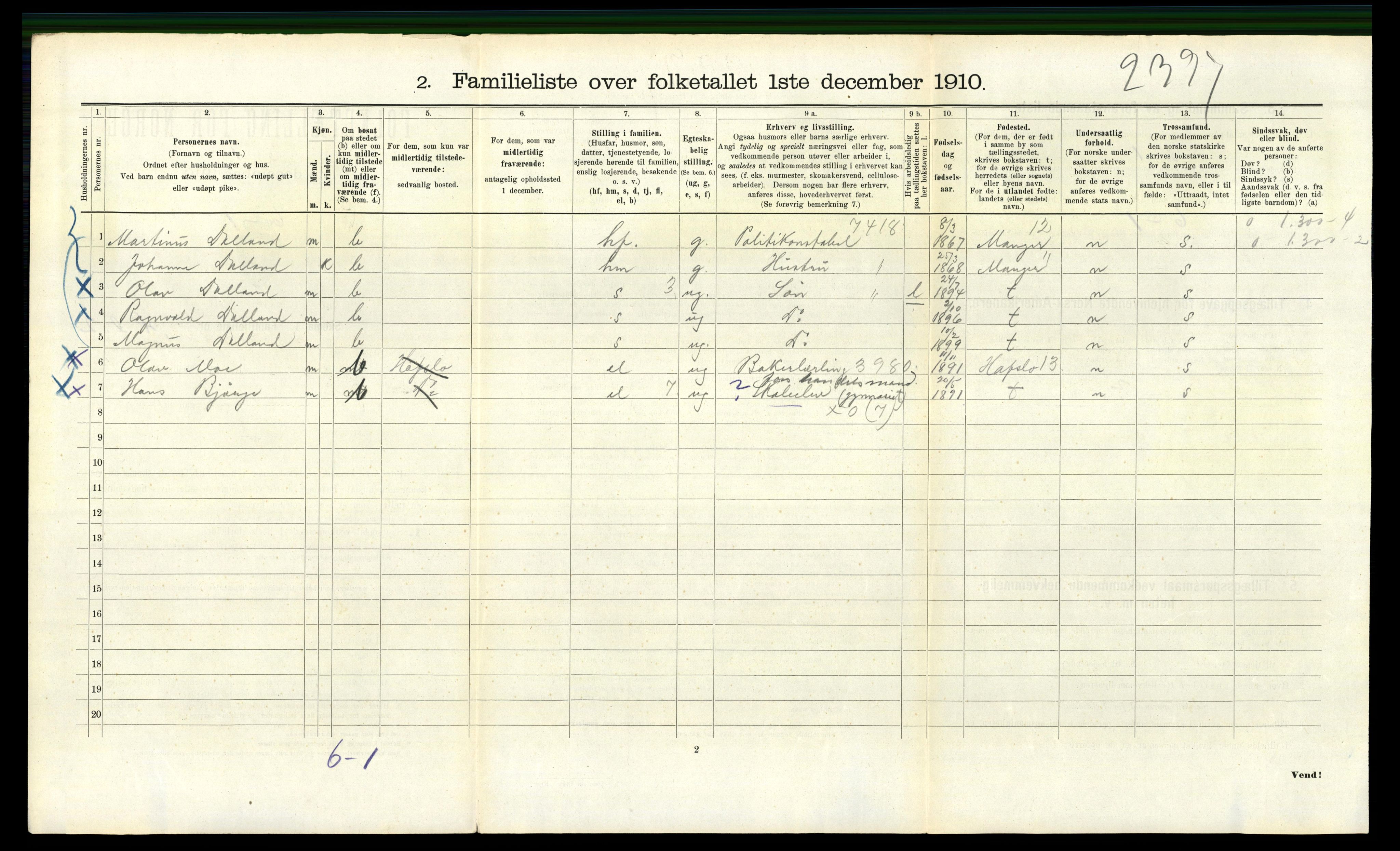 RA, 1910 census for Bergen, 1910, p. 3246