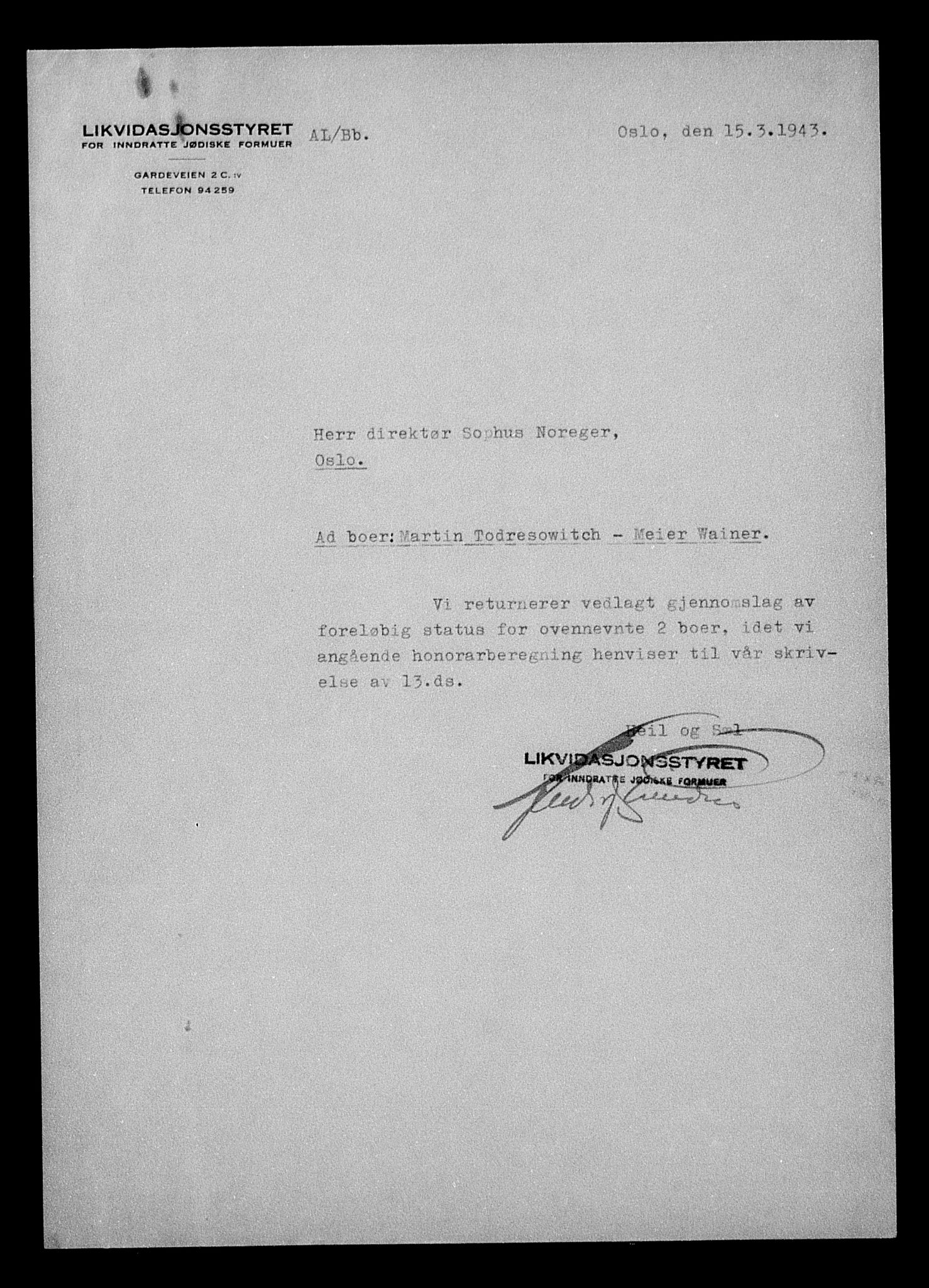 Justisdepartementet, Tilbakeføringskontoret for inndratte formuer, AV/RA-S-1564/H/Hc/Hcc/L0984: --, 1945-1947, p. 19
