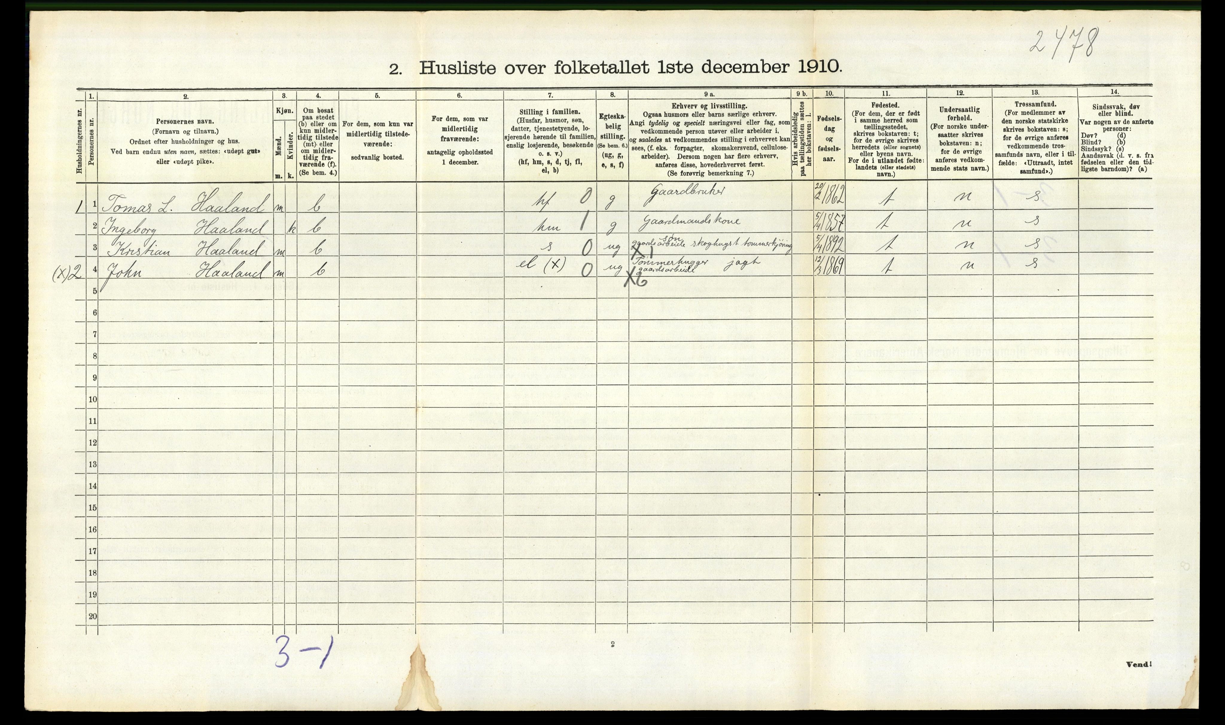 RA, 1910 census for Landvik, 1910, p. 755