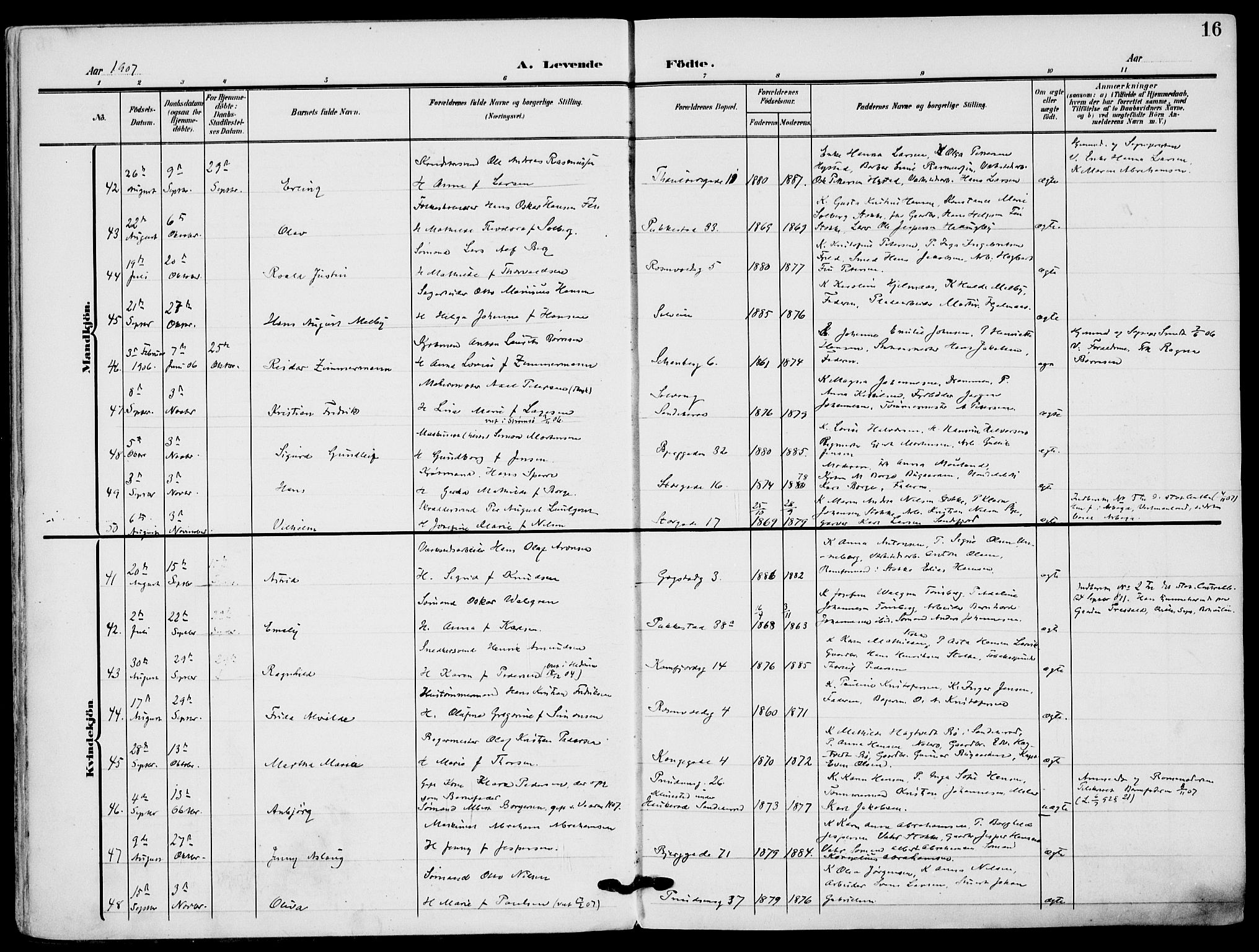 Sandefjord kirkebøker, AV/SAKO-A-315/F/Fa/L0005: Parish register (official) no. 5, 1906-1915, p. 16