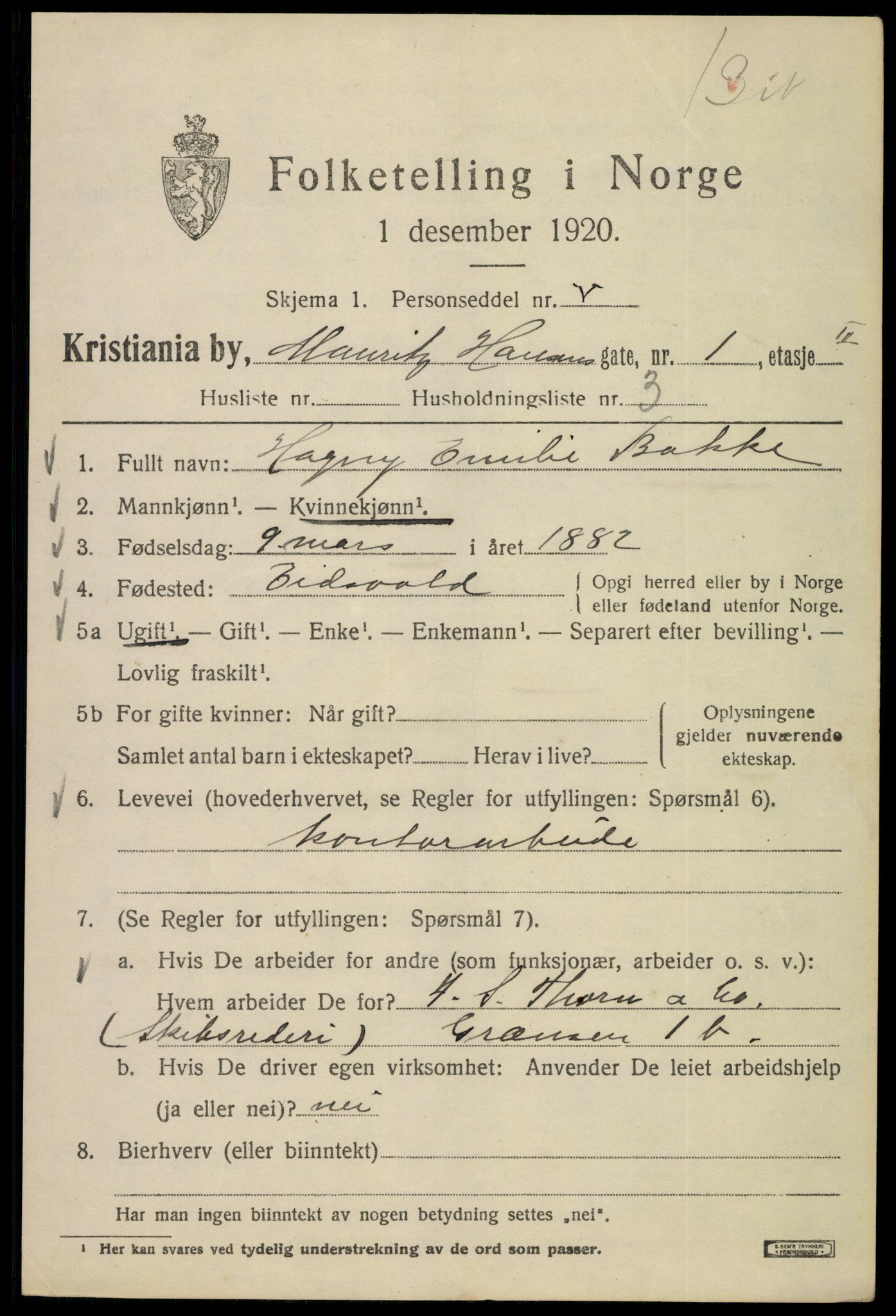 SAO, 1920 census for Kristiania, 1920, p. 392843