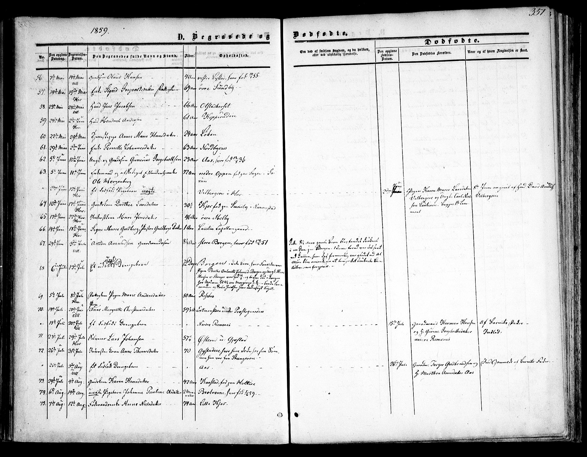Ullensaker prestekontor Kirkebøker, SAO/A-10236a/F/Fa/L0015.b: Parish register (official) no. I 15B, 1851-1862, p. 351