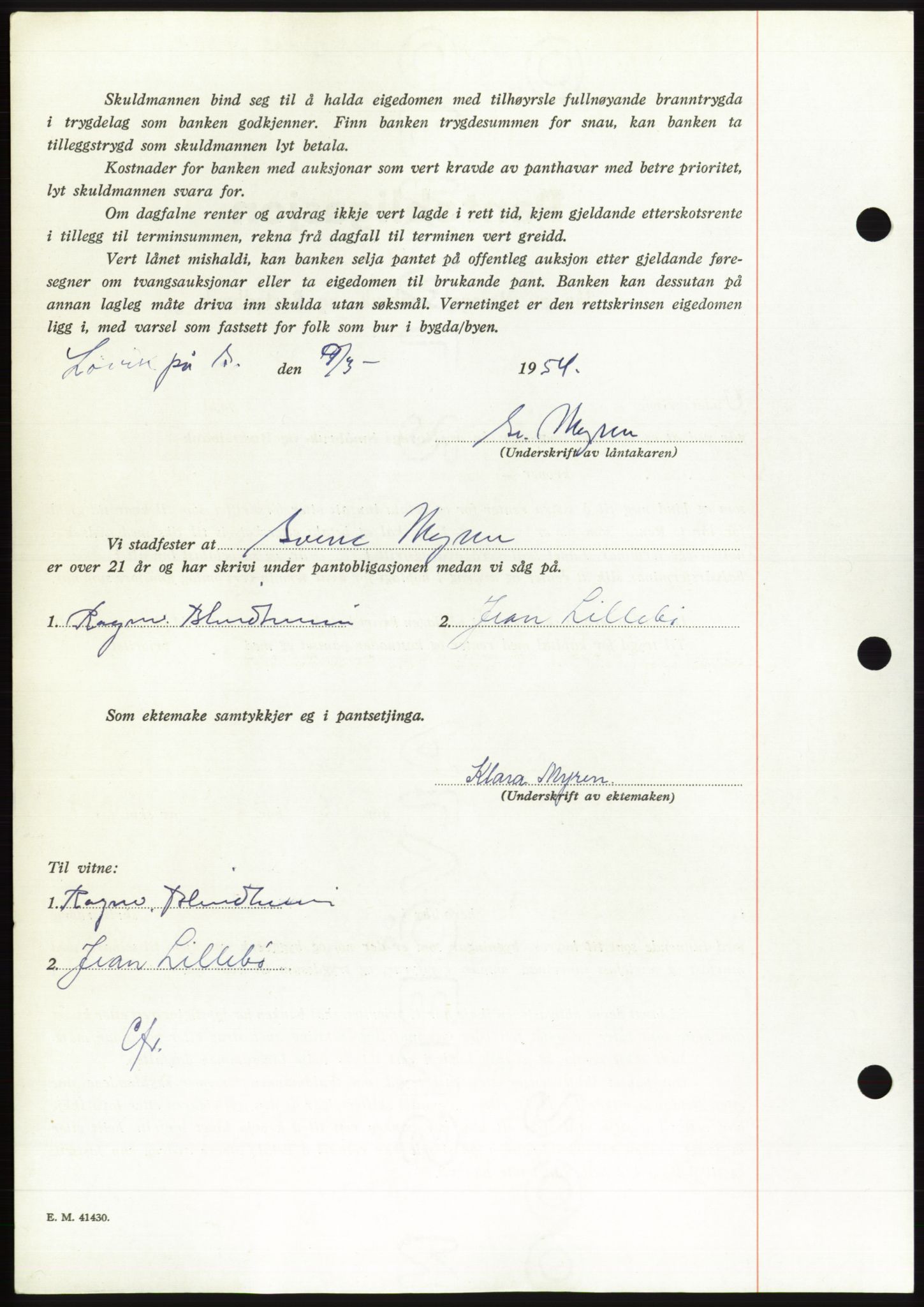 Søre Sunnmøre sorenskriveri, AV/SAT-A-4122/1/2/2C/L0124: Mortgage book no. 12B, 1953-1954, Diary no: : 557/1954