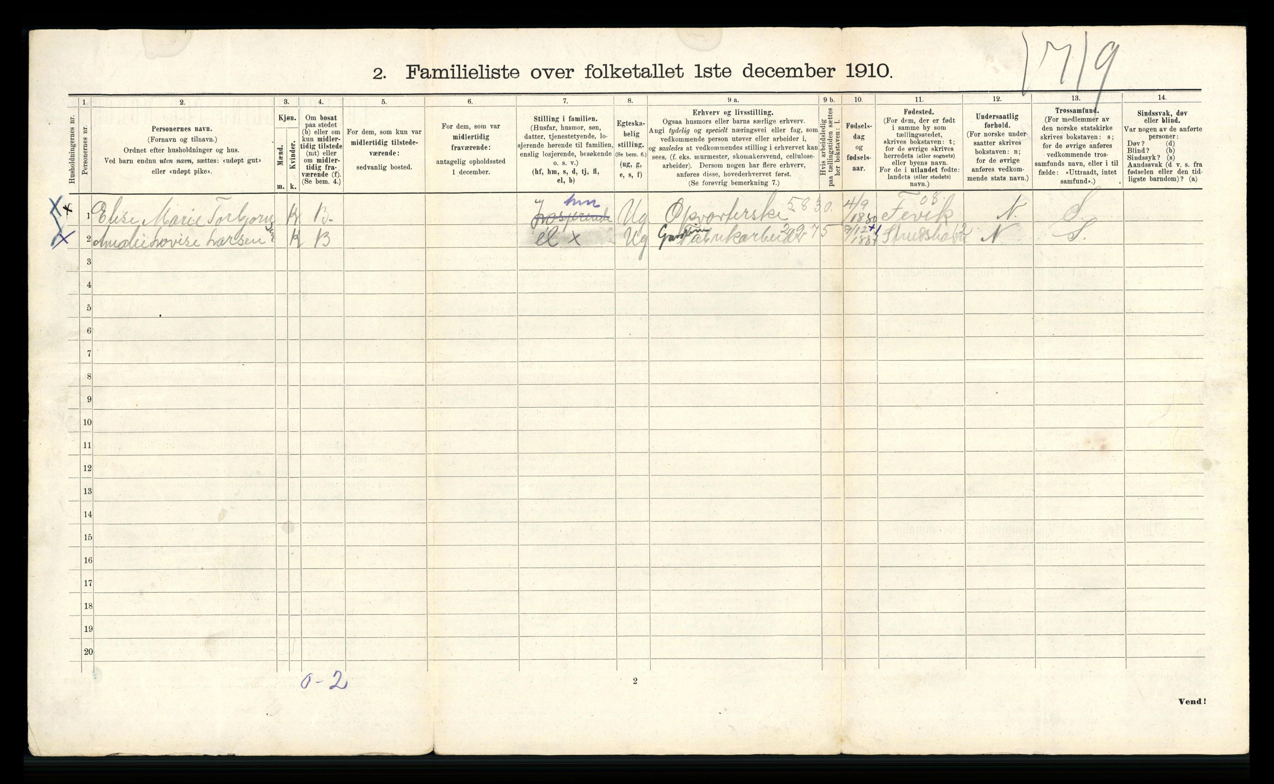 RA, 1910 census for Bergen, 1910, p. 2270