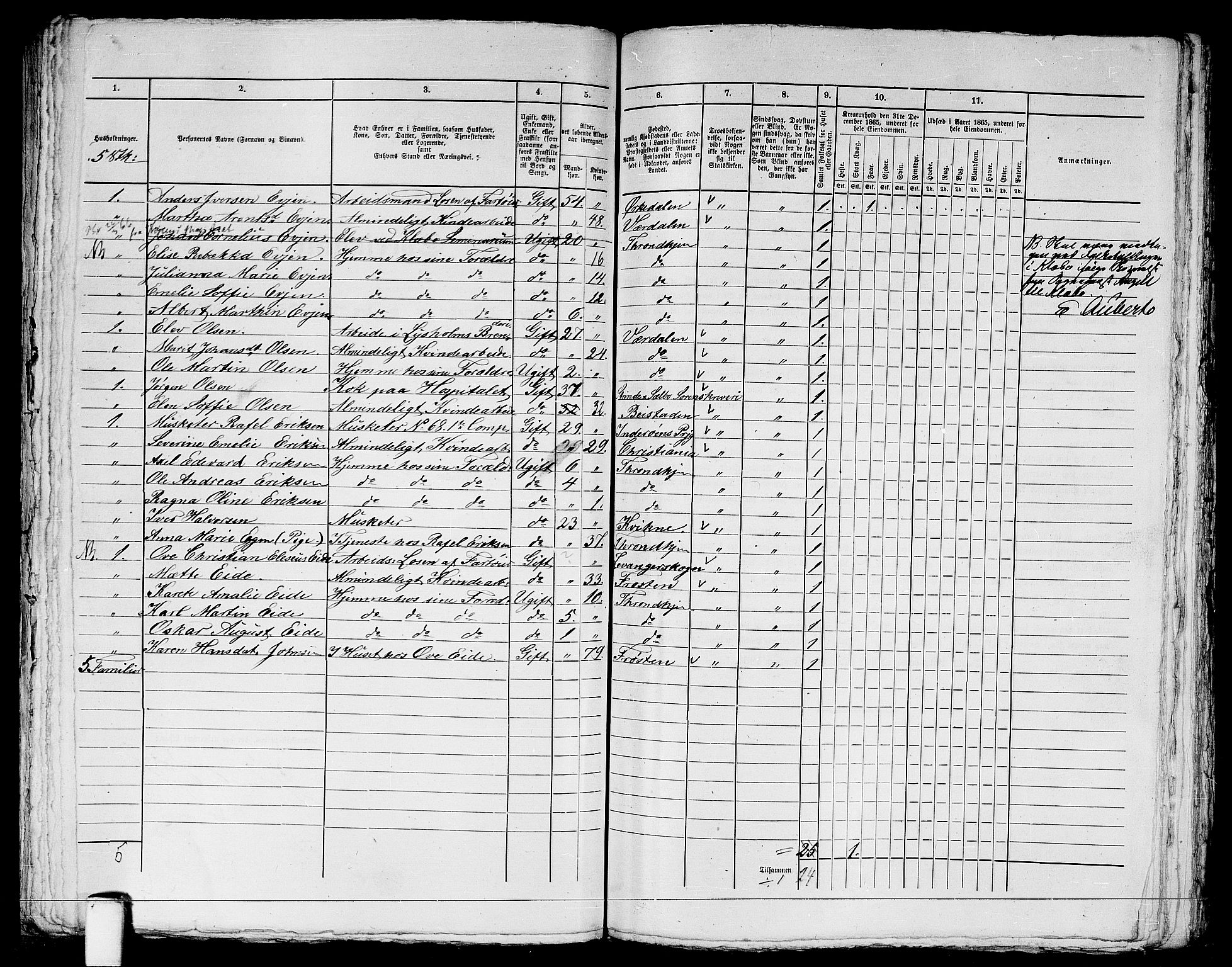 RA, 1865 census for Trondheim, 1865, p. 1318