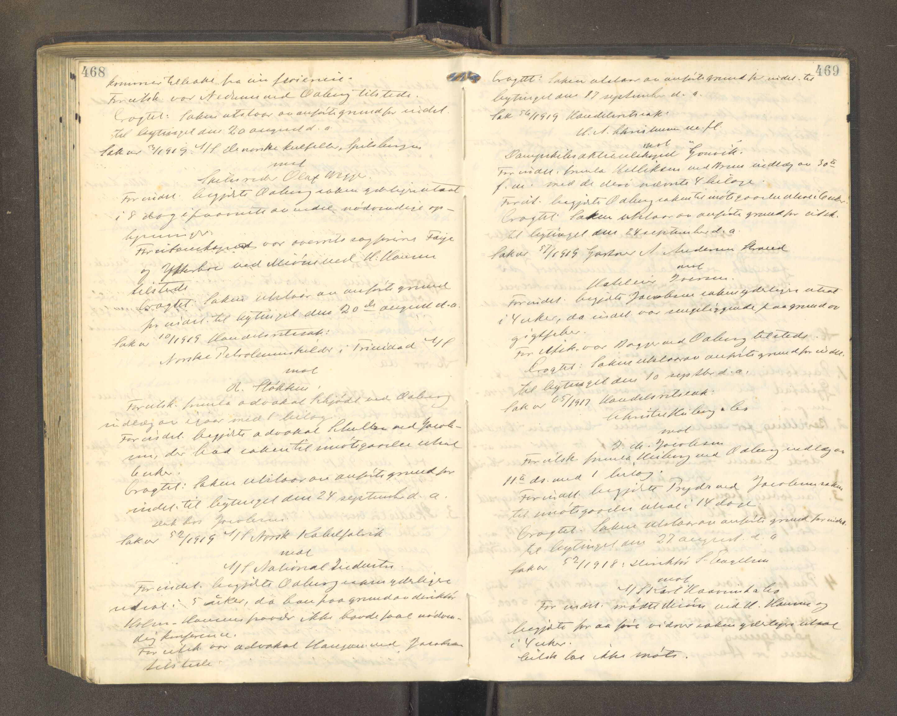 Sandefjord byfogd - 1, AV/SAKO-A-122/F/Fa/L0009: Tingbok, 1917-1919, p. 468-469
