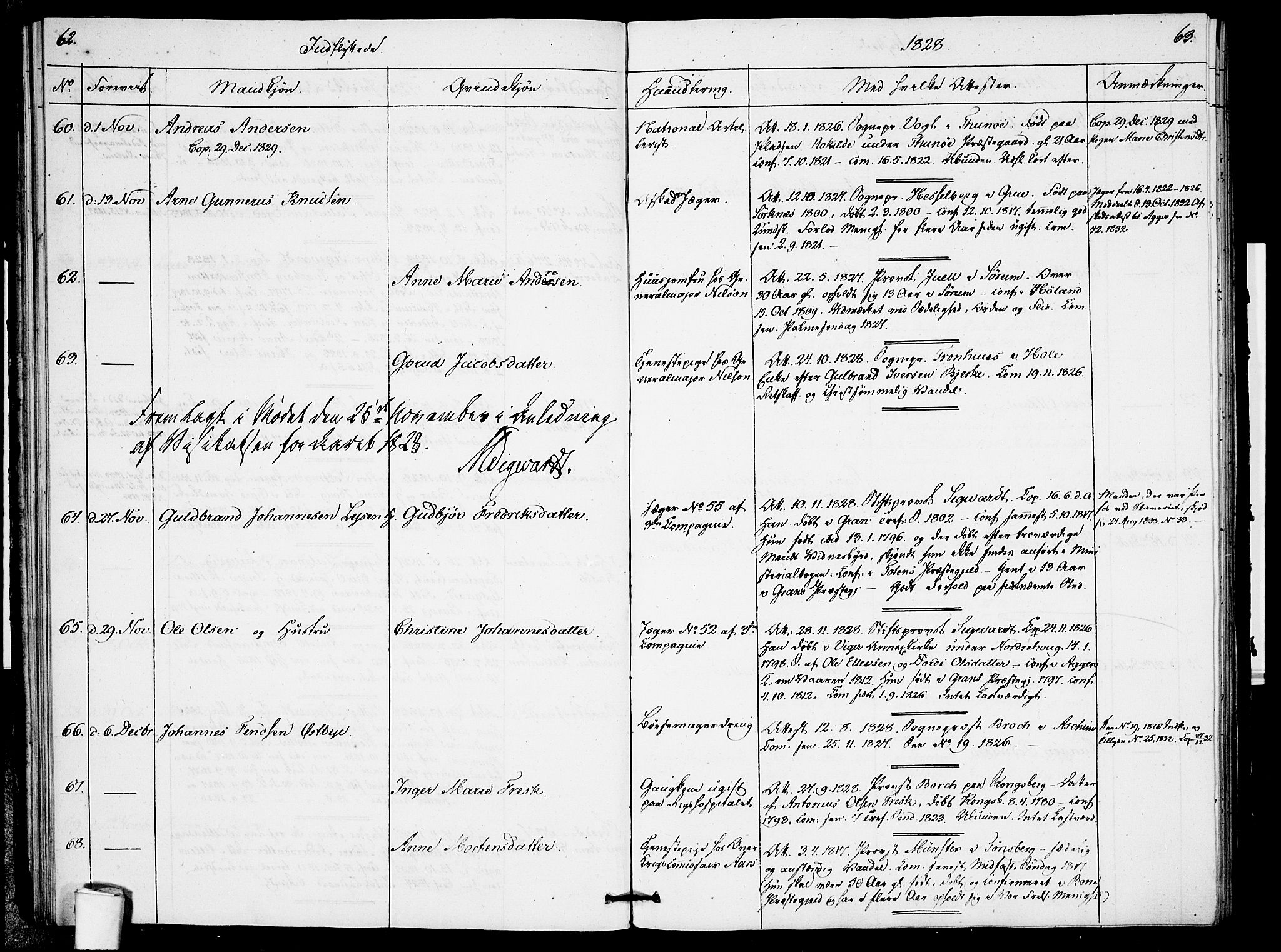 Garnisonsmenigheten Kirkebøker, SAO/A-10846/F/Fa/L0005: Parish register (official) no. 5, 1824-1830, p. 62-63