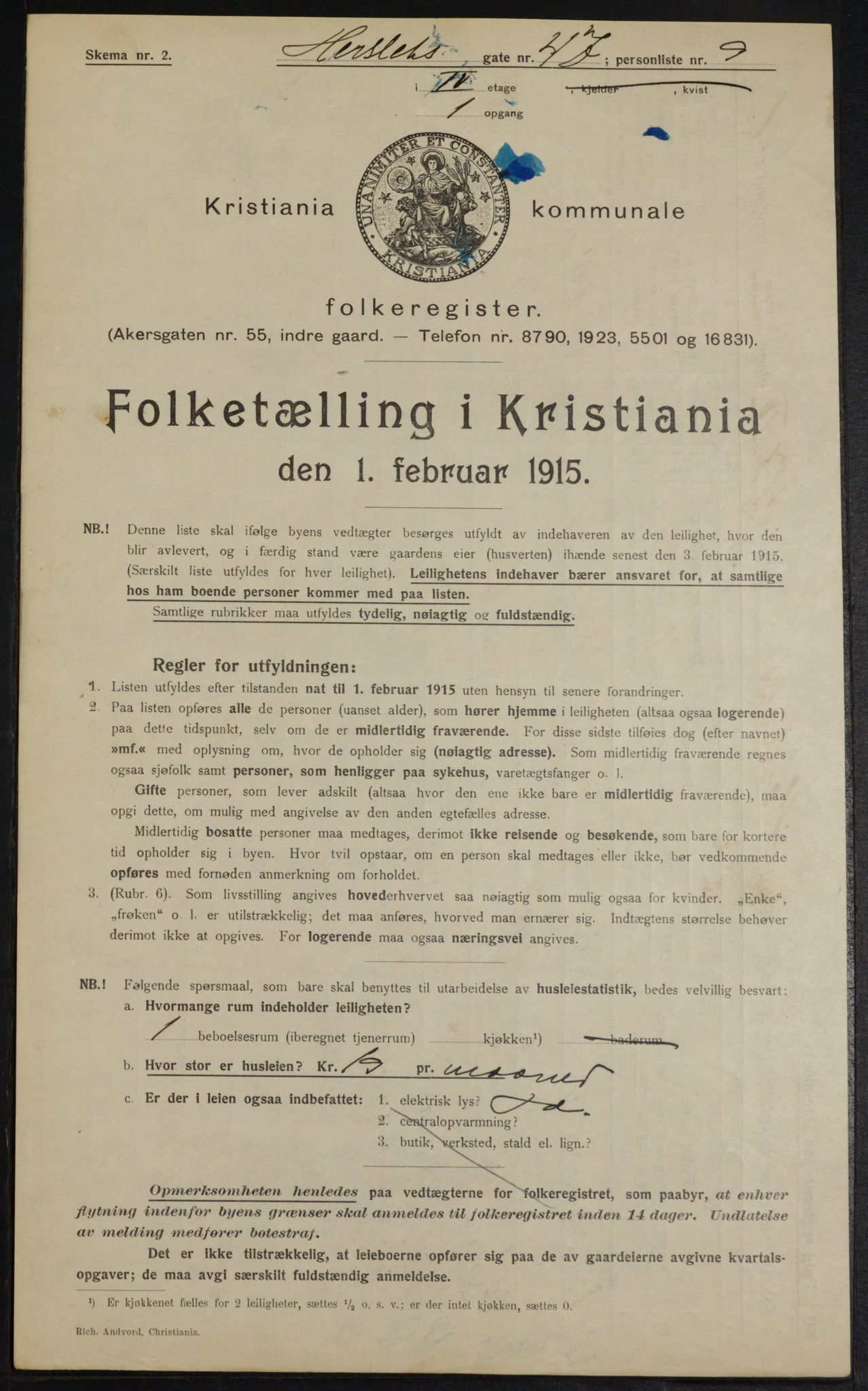 OBA, Municipal Census 1915 for Kristiania, 1915, p. 39439