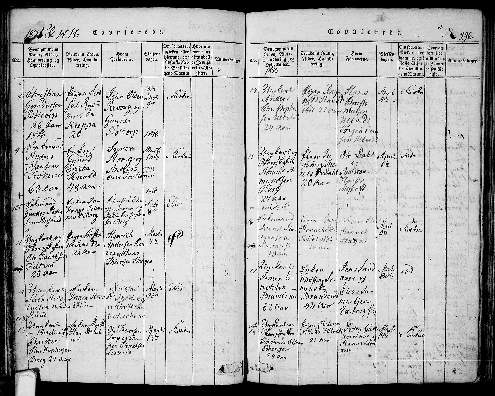 Eidsberg prestekontor Kirkebøker, AV/SAO-A-10905/F/Fa/L0007: Parish register (official) no. I 7, 1814-1832, p. 196