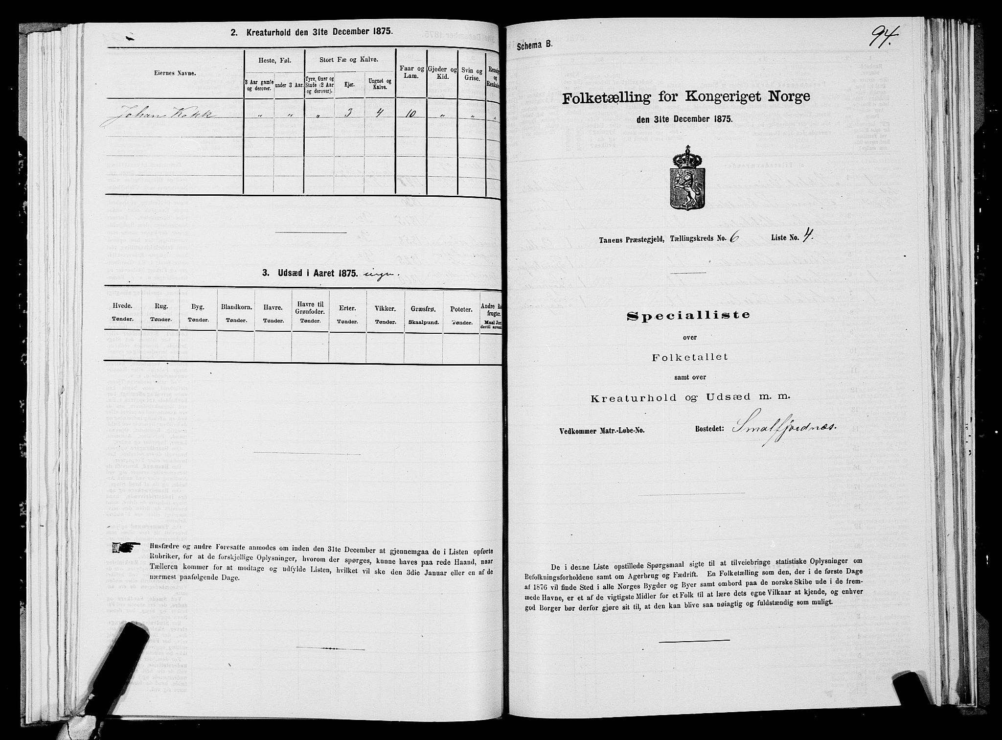 SATØ, 1875 census for 2025P Tana, 1875, p. 2094