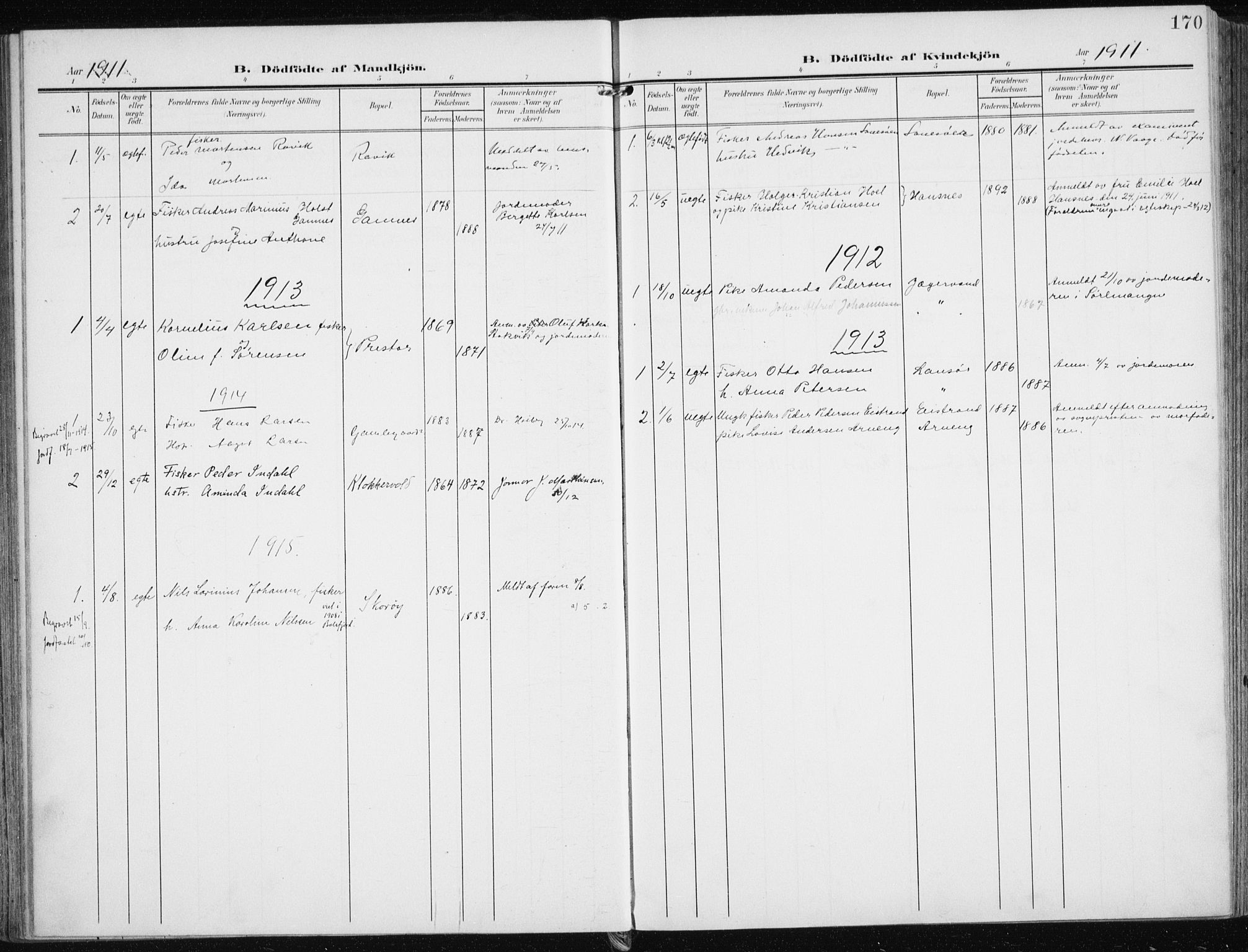Karlsøy sokneprestembete, SATØ/S-1299/H/Ha/Haa/L0014kirke: Parish register (official) no. 14, 1903-1917, p. 170