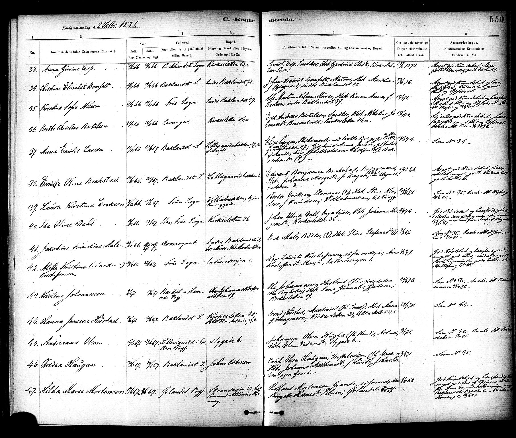 Ministerialprotokoller, klokkerbøker og fødselsregistre - Sør-Trøndelag, AV/SAT-A-1456/604/L0188: Parish register (official) no. 604A09, 1878-1892, p. 550