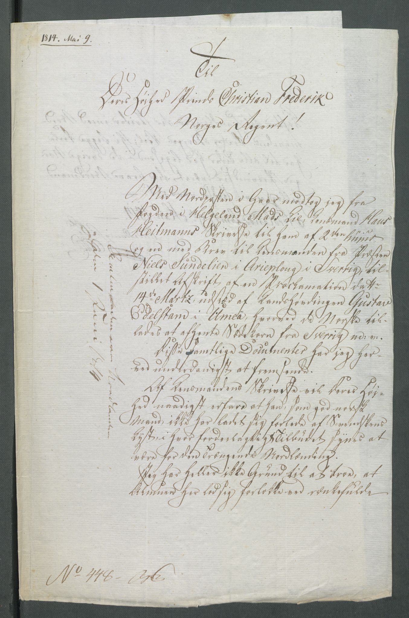 Forskjellige samlinger, Historisk-kronologisk samling, AV/RA-EA-4029/G/Ga/L0009A: Historisk-kronologisk samling. Dokumenter fra januar og ut september 1814. , 1814, p. 110