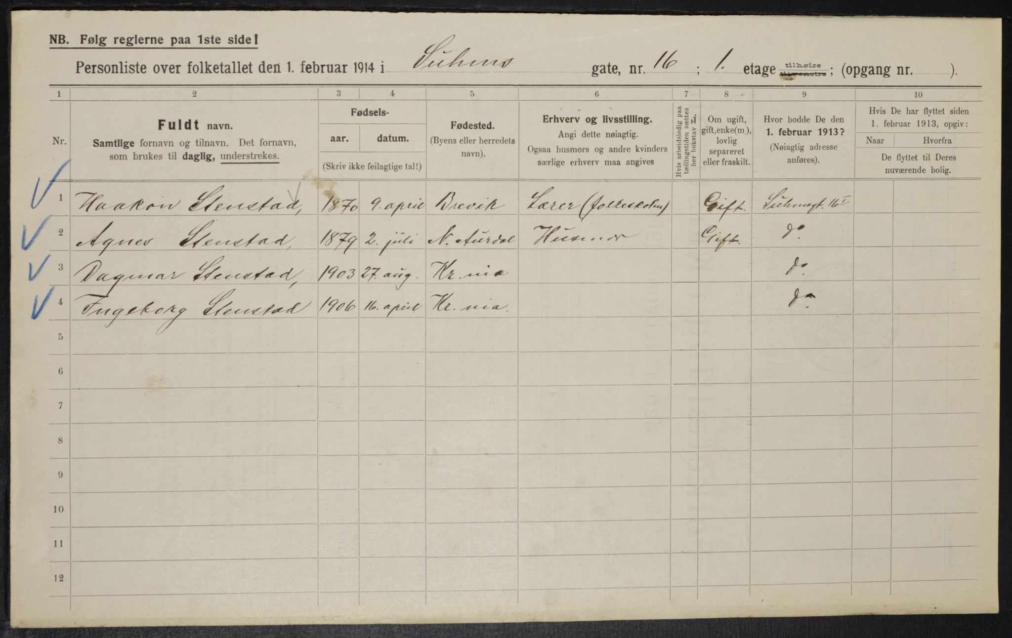 OBA, Municipal Census 1914 for Kristiania, 1914, p. 105362