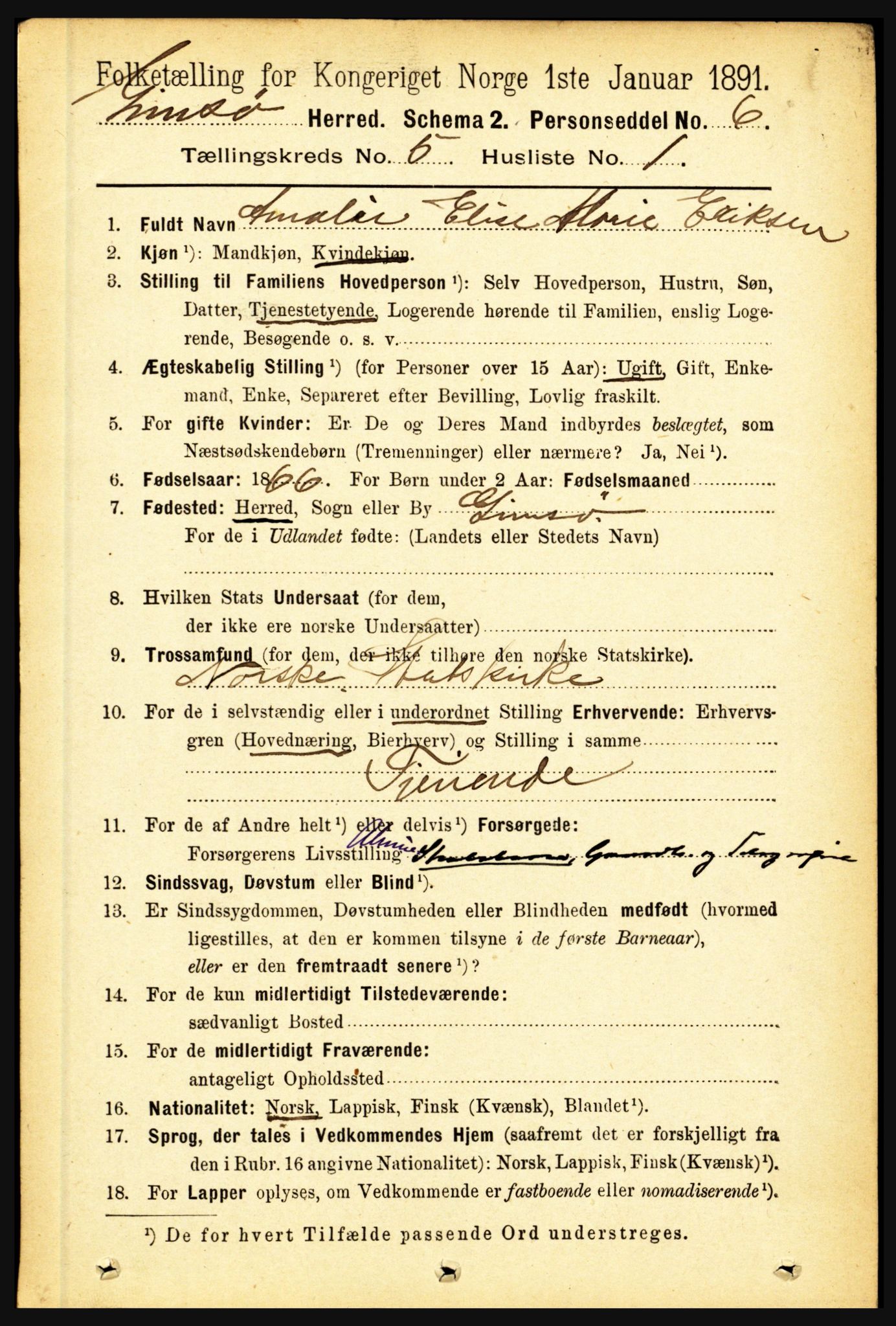 RA, 1891 census for 1864 Gimsøy, 1891, p. 838