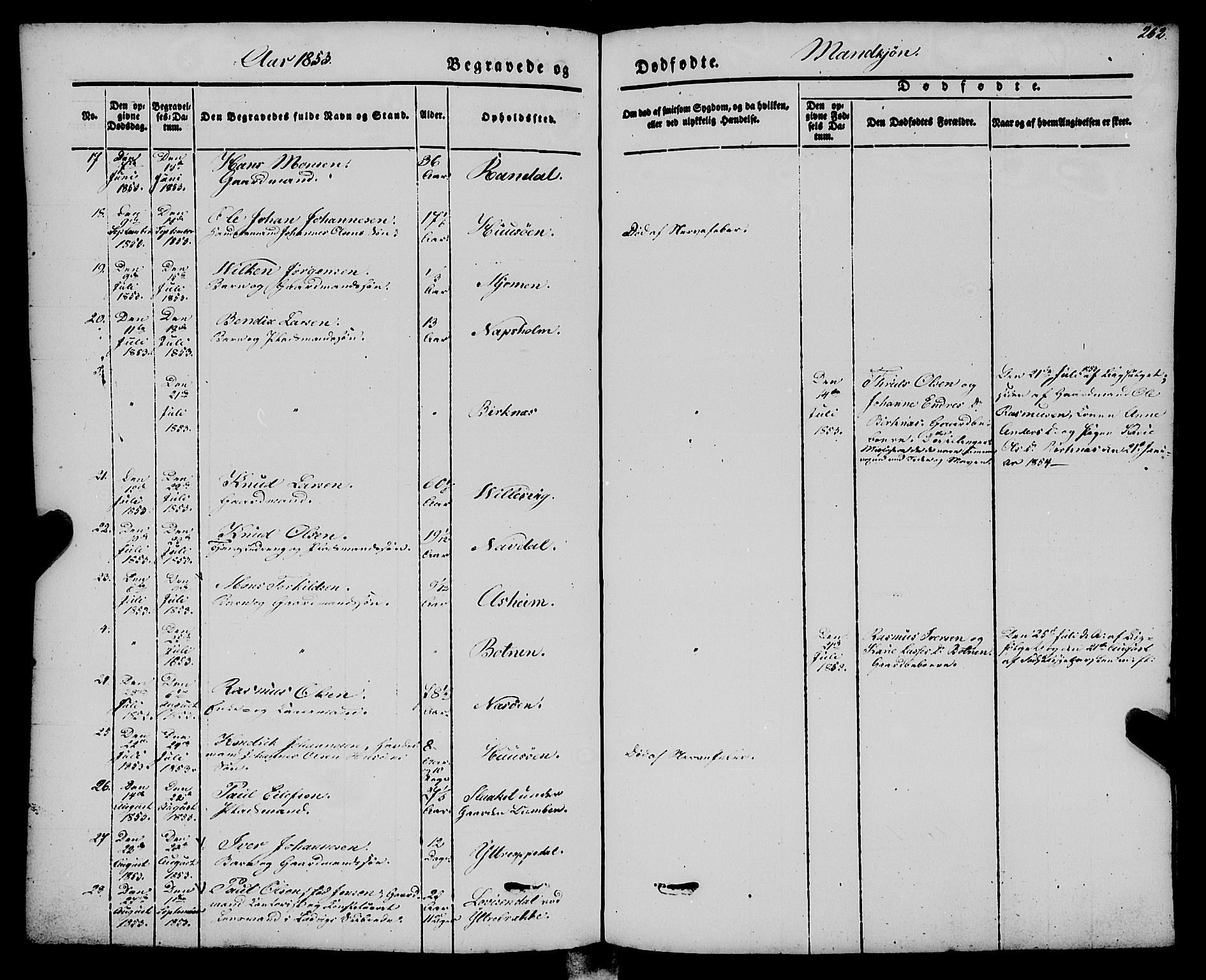 Gulen sokneprestembete, AV/SAB-A-80201/H/Haa/Haaa/L0021: Parish register (official) no. A 21, 1848-1858, p. 262