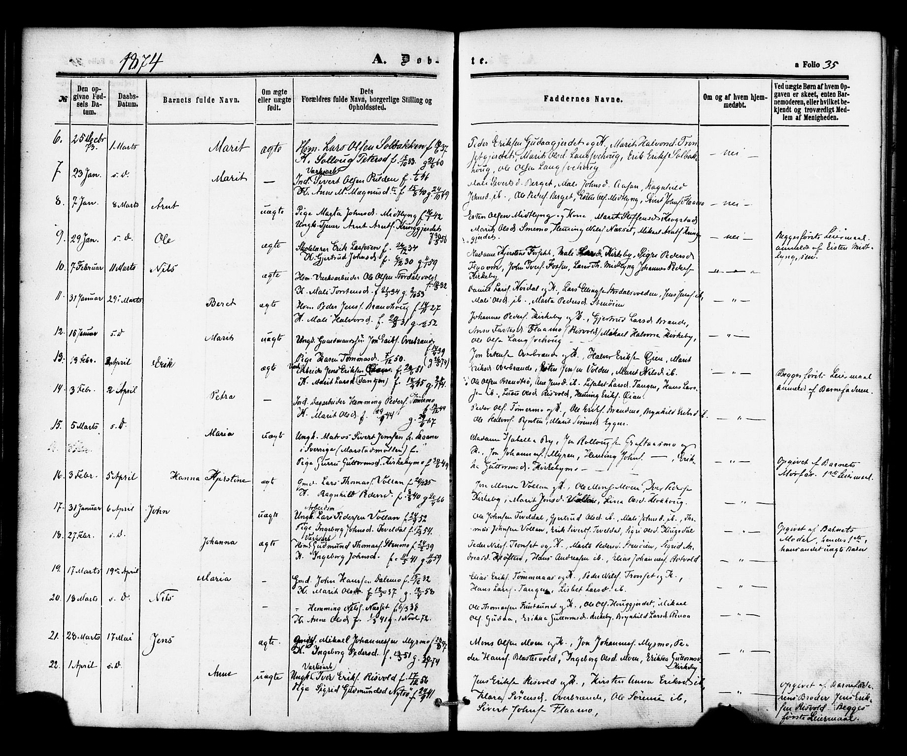 Ministerialprotokoller, klokkerbøker og fødselsregistre - Nord-Trøndelag, SAT/A-1458/706/L0041: Parish register (official) no. 706A02, 1862-1877, p. 35