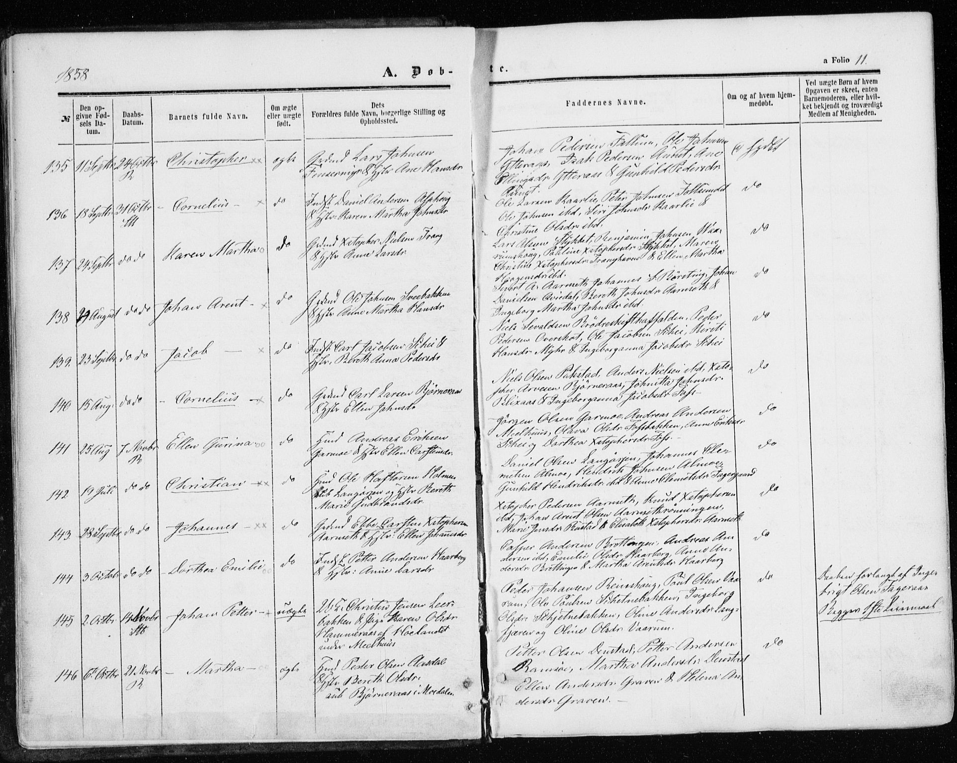 Ministerialprotokoller, klokkerbøker og fødselsregistre - Sør-Trøndelag, AV/SAT-A-1456/646/L0612: Parish register (official) no. 646A10, 1858-1869, p. 11