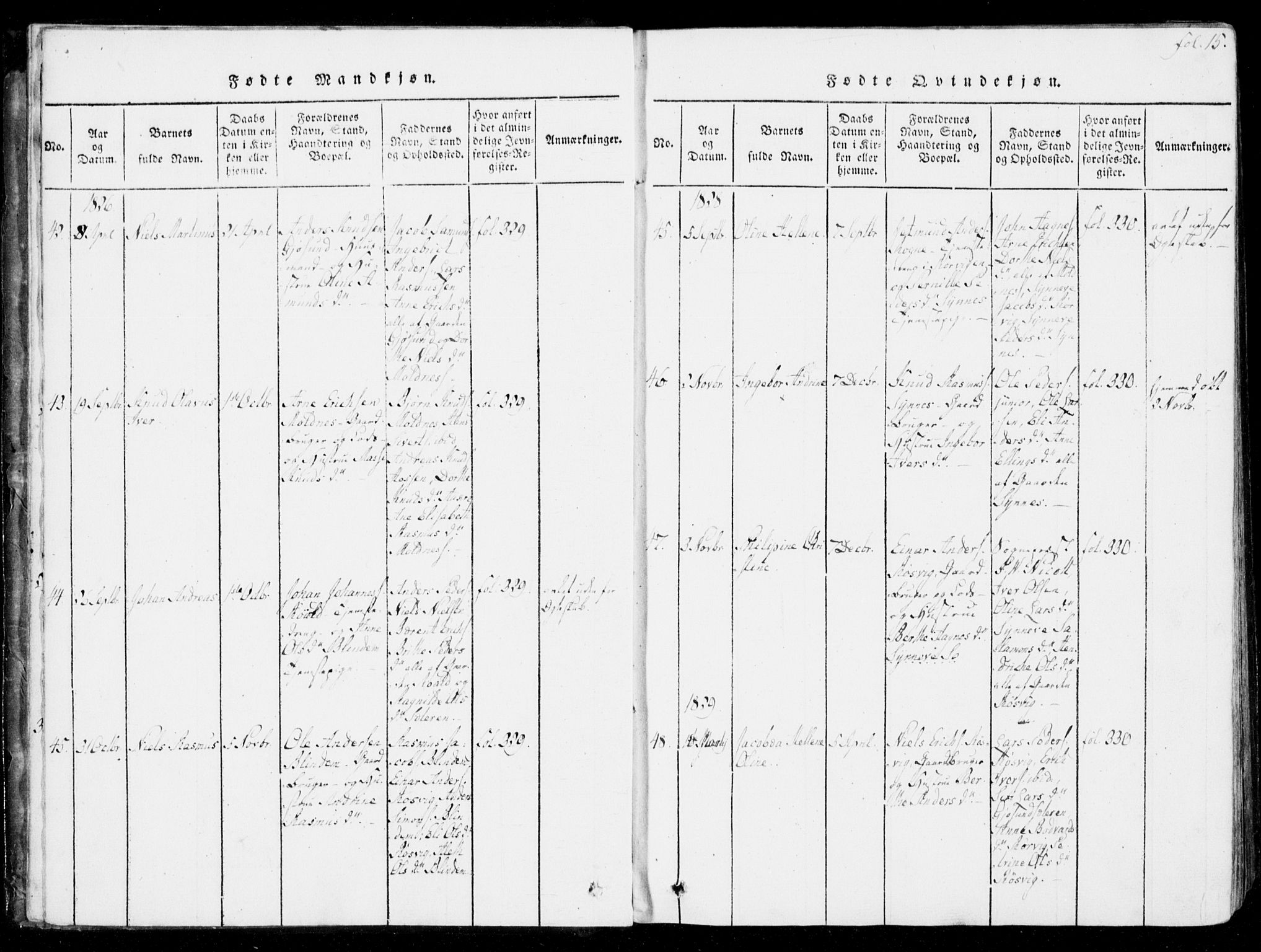 Ministerialprotokoller, klokkerbøker og fødselsregistre - Møre og Romsdal, AV/SAT-A-1454/537/L0517: Parish register (official) no. 537A01, 1818-1862, p. 15