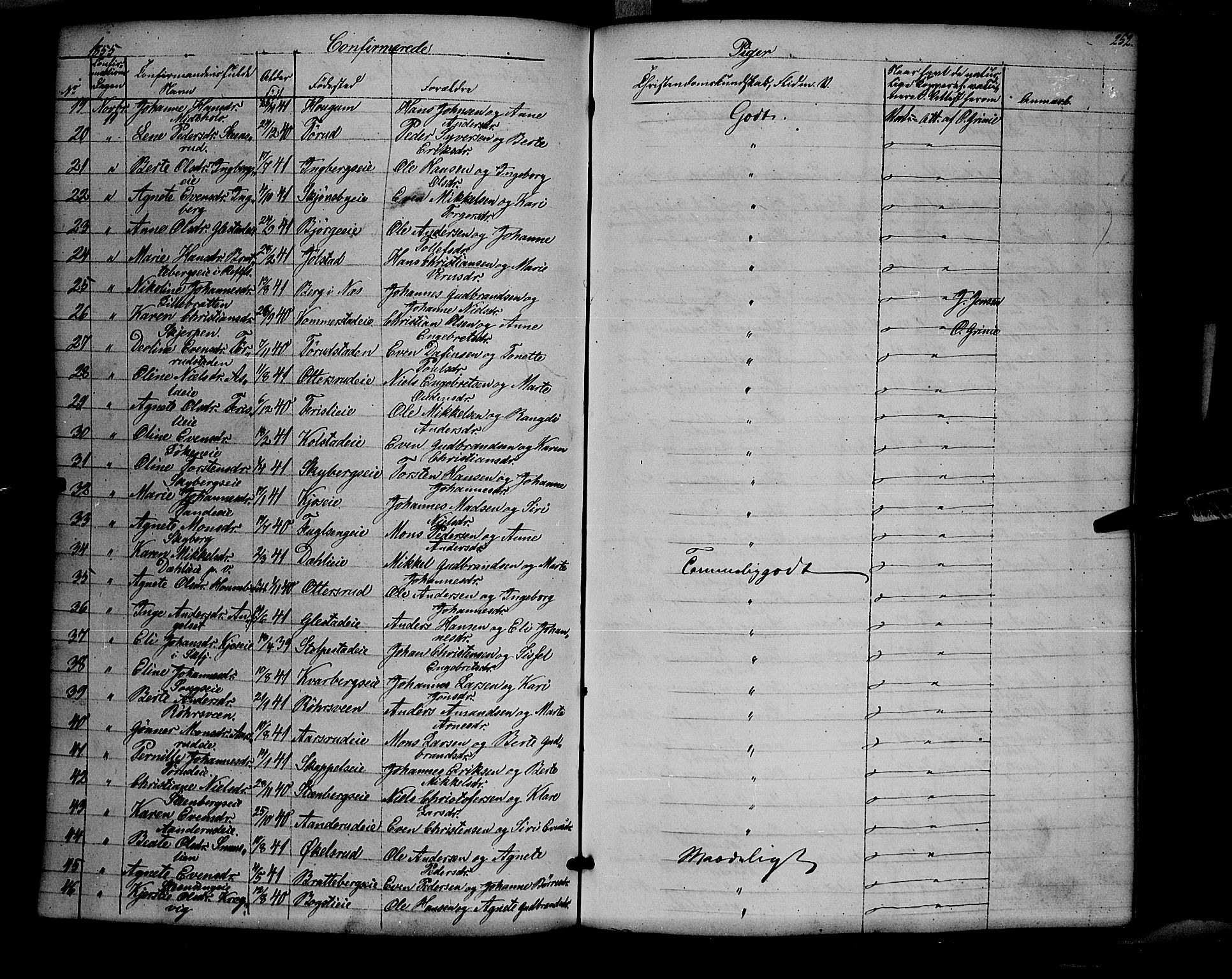 Ringsaker prestekontor, AV/SAH-PREST-014/K/Ka/L0009: Parish register (official) no. 9, 1850-1860, p. 252