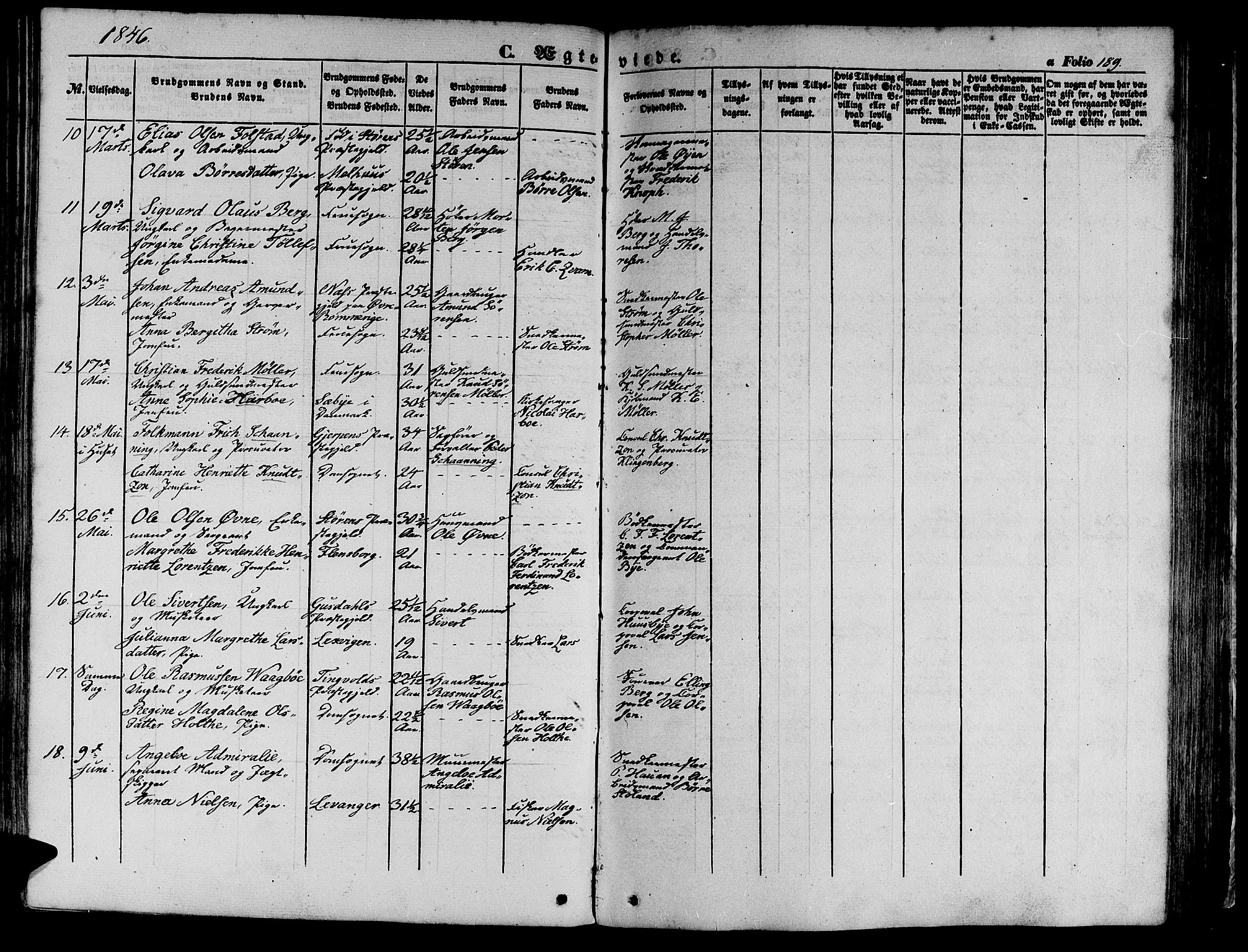 Ministerialprotokoller, klokkerbøker og fødselsregistre - Sør-Trøndelag, SAT/A-1456/602/L0137: Parish register (copy) no. 602C05, 1846-1856, p. 189