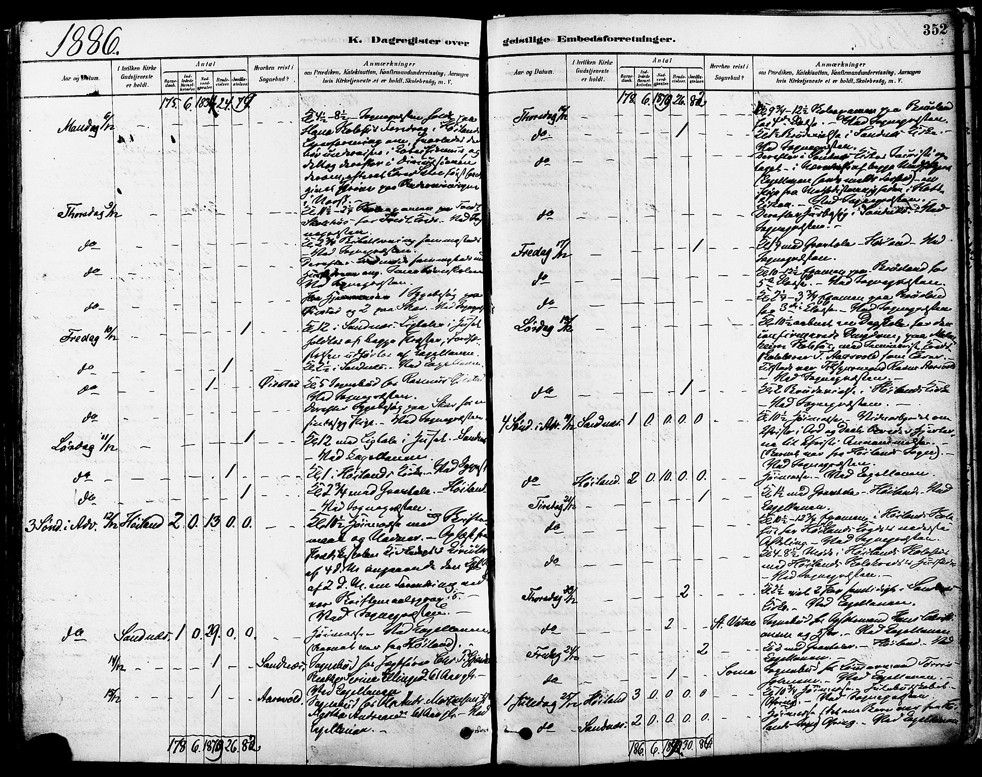 Høyland sokneprestkontor, SAST/A-101799/001/30BA/L0011: Parish register (official) no. A 10, 1878-1888, p. 352