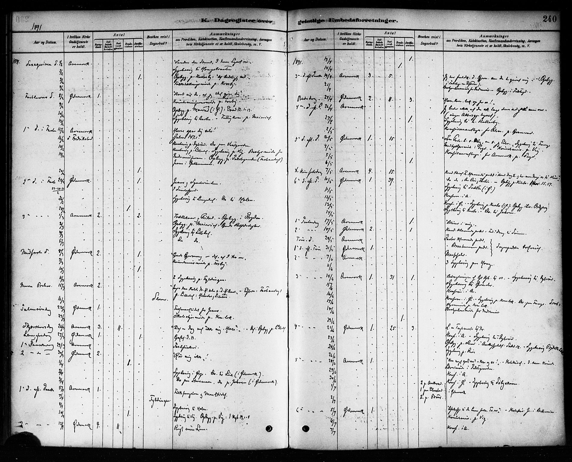 Aremark prestekontor Kirkebøker, AV/SAO-A-10899/F/Fb/L0004: Parish register (official) no. II 4, 1878-1895, p. 240