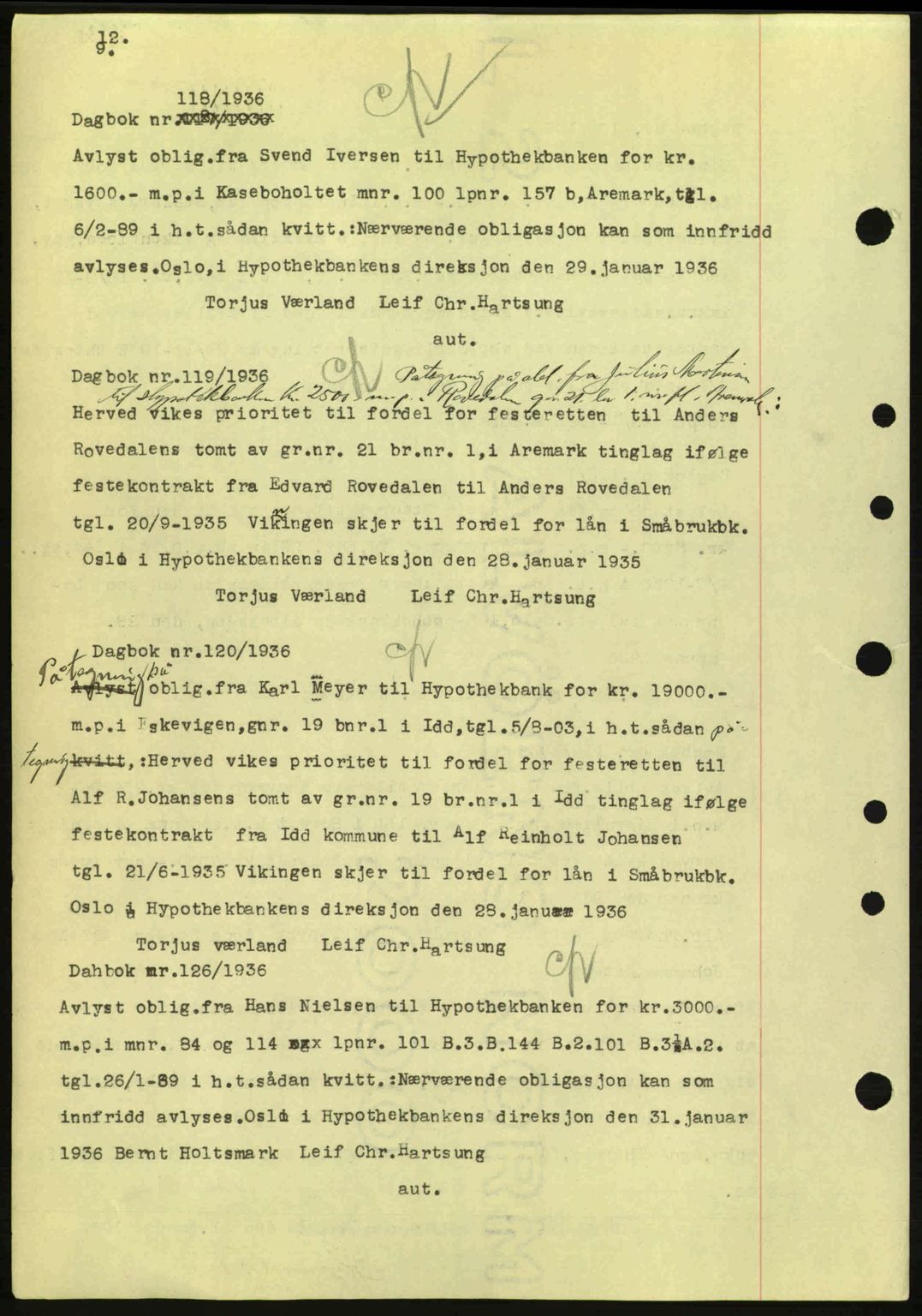 Idd og Marker sorenskriveri, AV/SAO-A-10283/G/Gb/Gbc/L0001: Mortgage book no. B1-3, 1936-1939, Diary no: : 118/1936