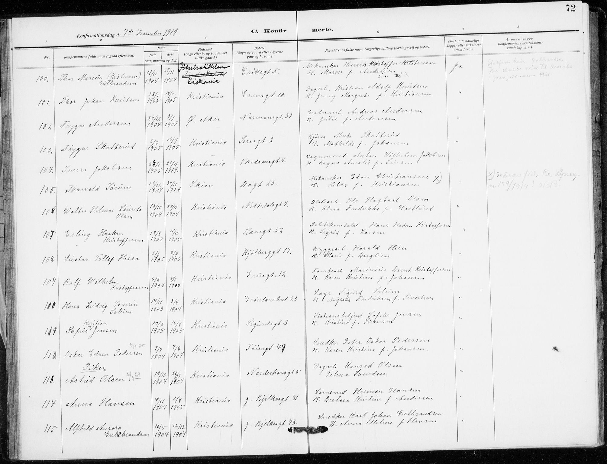 Kampen prestekontor Kirkebøker, SAO/A-10853/F/Fa/L0013: Parish register (official) no. I 13, 1917-1922, p. 72