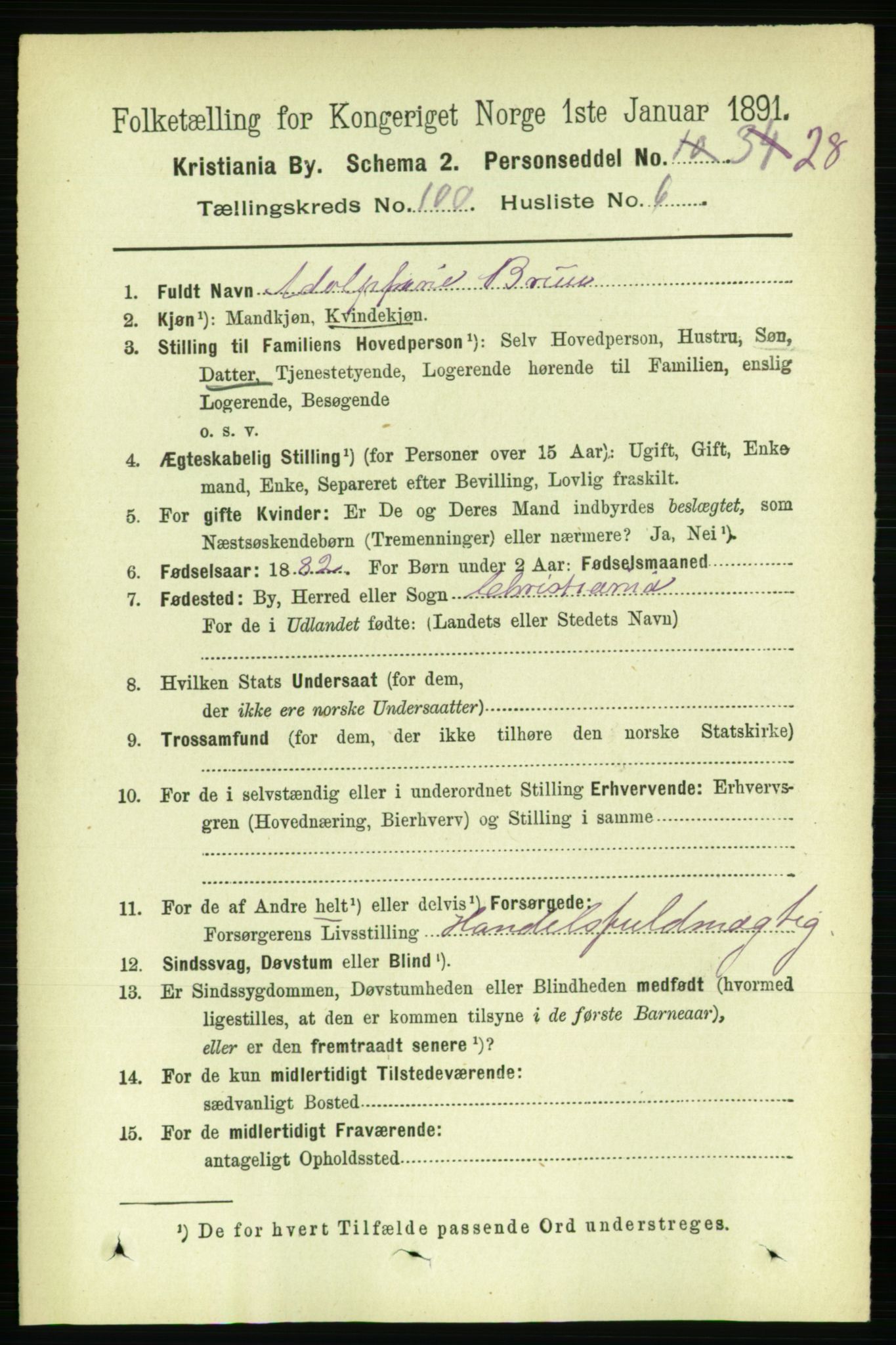 RA, 1891 census for 0301 Kristiania, 1891, p. 49415