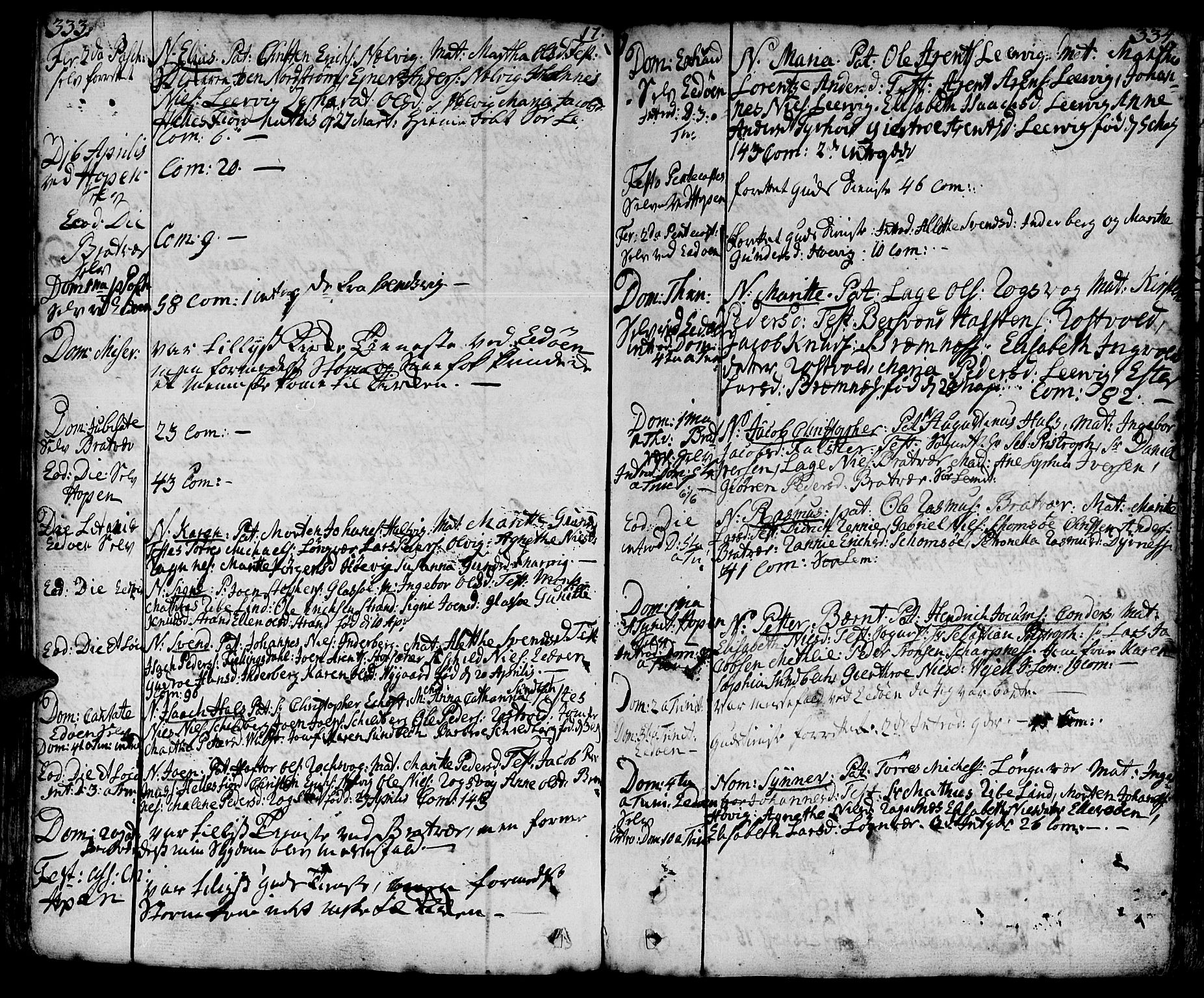 Ministerialprotokoller, klokkerbøker og fødselsregistre - Møre og Romsdal, AV/SAT-A-1454/581/L0932: Parish register (official) no. 581A02, 1767-1823, p. 333-334