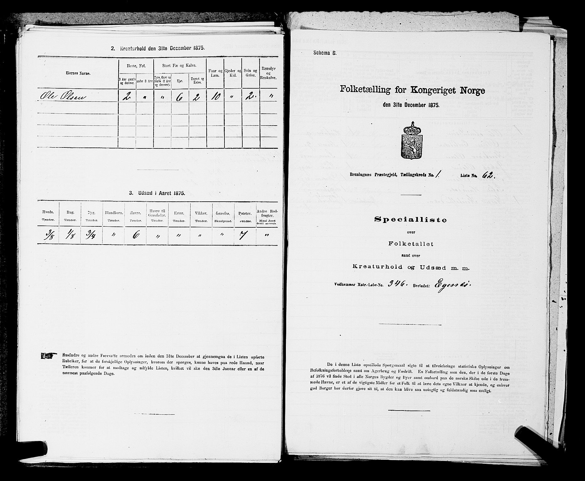 SAKO, 1875 census for 0726P Brunlanes, 1875, p. 190