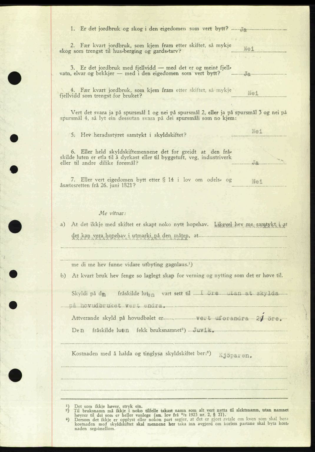 Nordre Sunnmøre sorenskriveri, AV/SAT-A-0006/1/2/2C/2Ca: Mortgage book no. A25, 1947-1947, Diary no: : 1215/1947