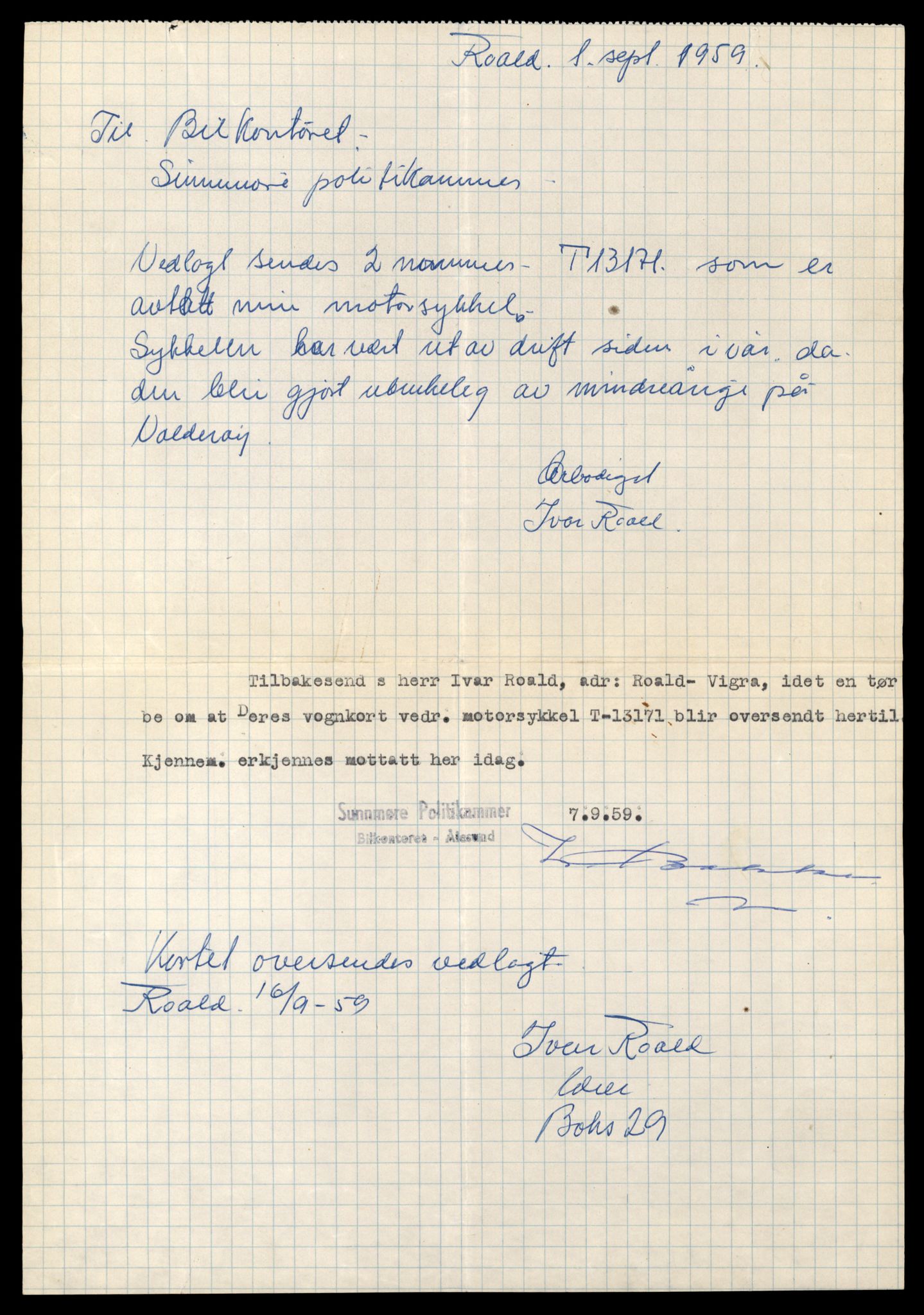 Møre og Romsdal vegkontor - Ålesund trafikkstasjon, AV/SAT-A-4099/F/Fe/L0037: Registreringskort for kjøretøy T 13031 - T 13179, 1927-1998, p. 2722