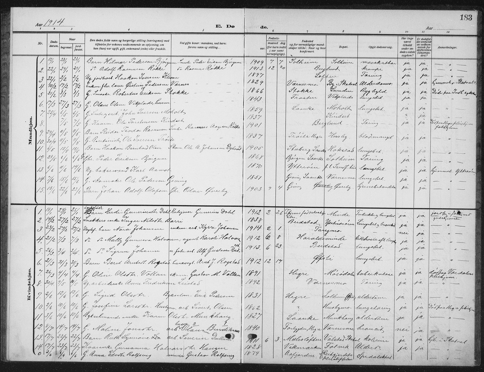 Ministerialprotokoller, klokkerbøker og fødselsregistre - Nord-Trøndelag, AV/SAT-A-1458/709/L0088: Parish register (copy) no. 709C02, 1914-1934, p. 183